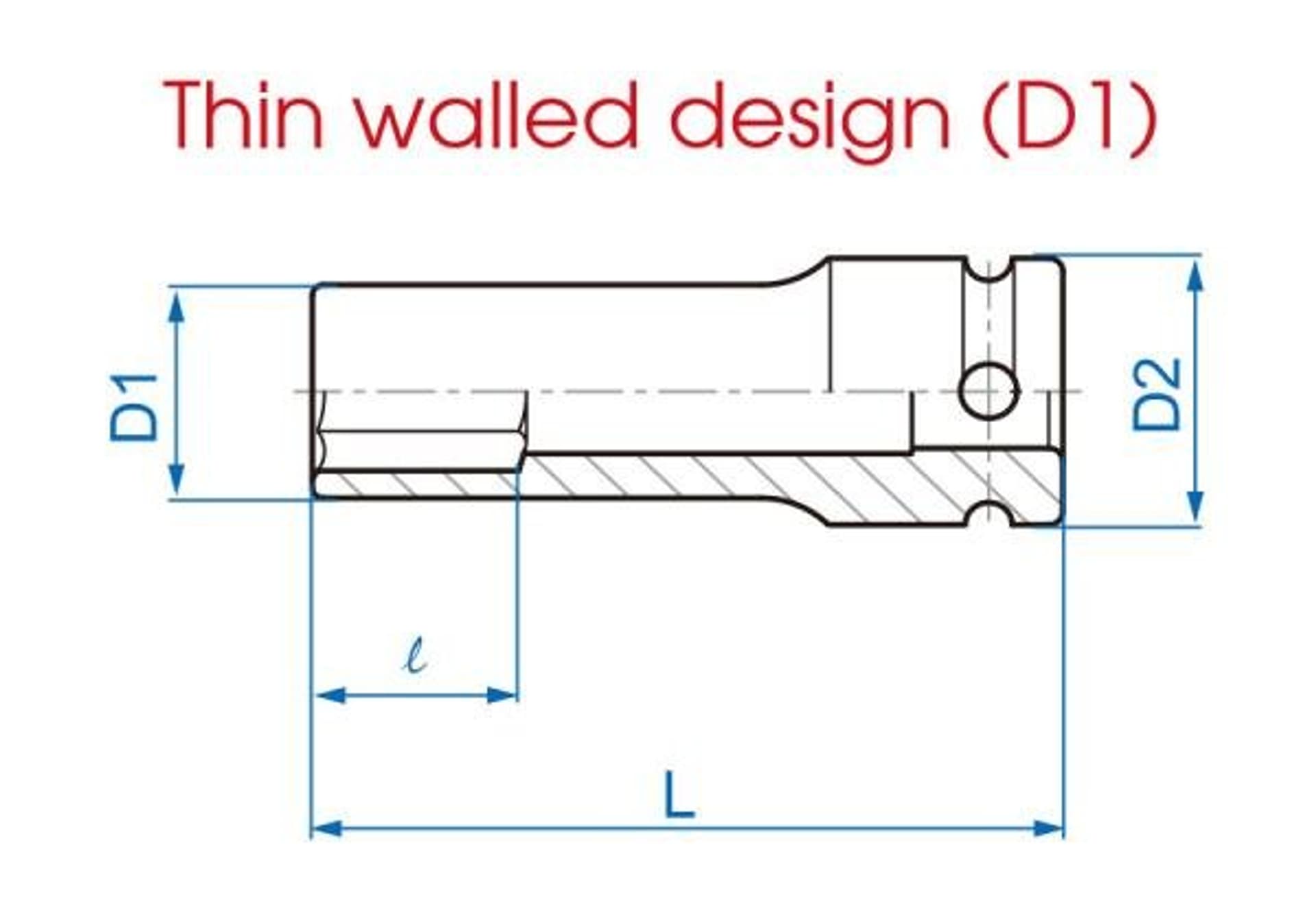 

NASADKA DŁUGA UDAROWA CIENKOŚCIENNA 1/2" 22mm x 80mm, 6-kąt, STAL Cr-Mo, DO ALUFELG King Tony