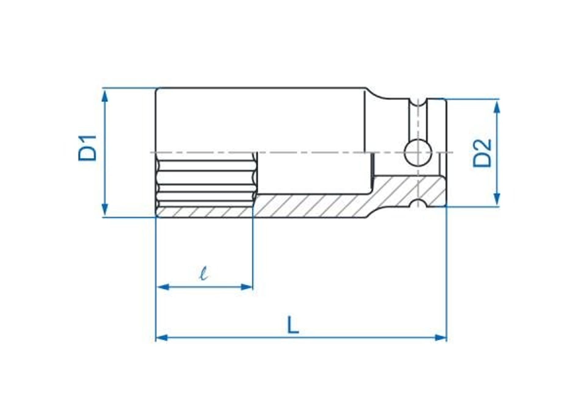 

NASADKA DŁUGA UDAROWA CIENKOŚCIENNA 1/2" 24mm x 80mm, 12-kąt King Tony