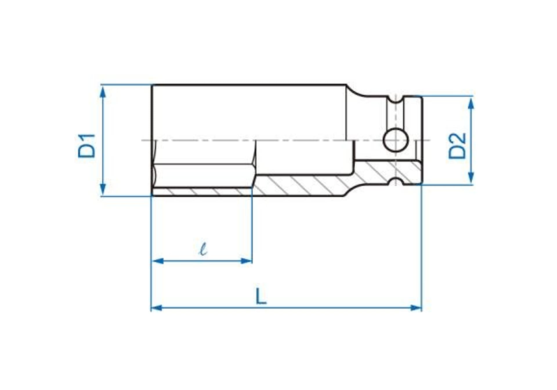 

NASADKA DŁUGA UDAROWA 1/2" CALOWA 3/8" x 80mm, 6-kąt King Tony