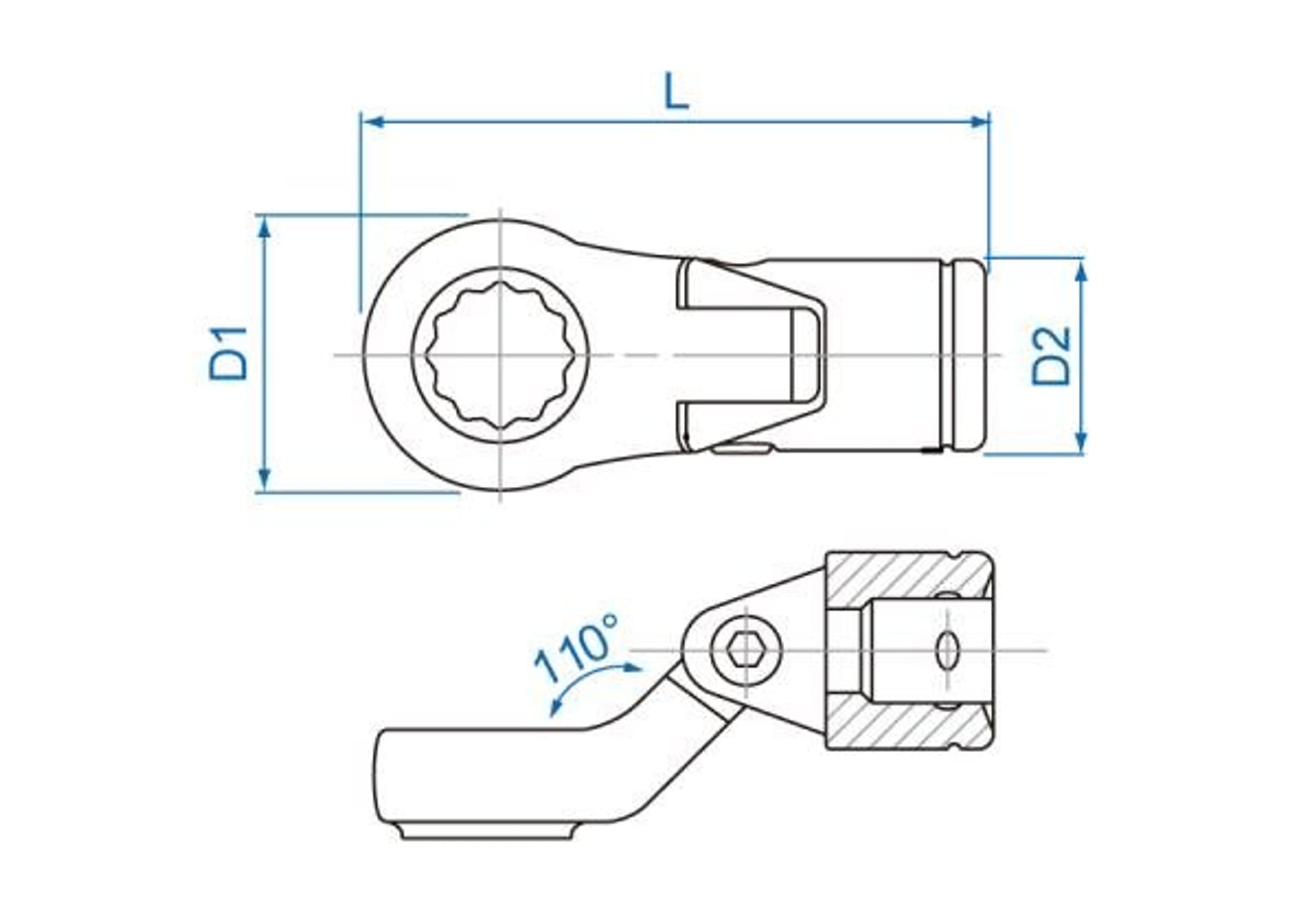 

KLUCZ OCZKOWY NASADOWY PRZEGUBOWY 3/8" 16mm, 12-kąt. King Tony
