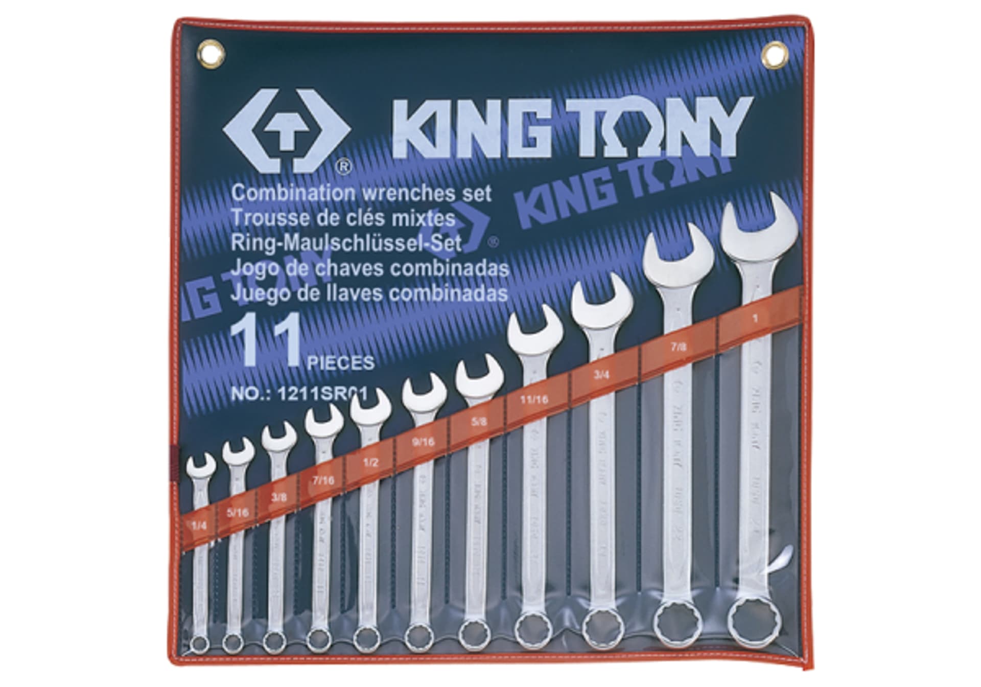 

ZESTAW KLUCZY PŁASKO-OCZKOWYCH CALOWYCH 1/4 - 1", 11cz. ETUI King Tony