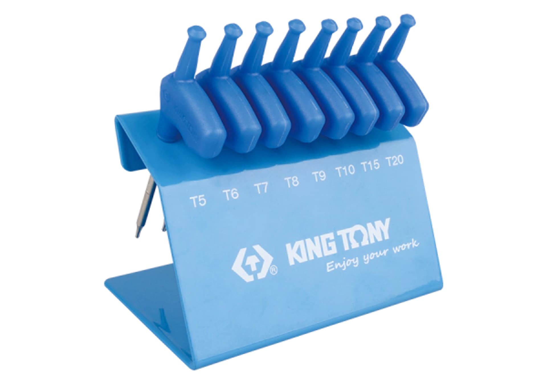 

ZESTAW IMBUSÓW Z UCHWYTEM "L" 8szt. 1163A - TORX T5 - T20, STOJAK King Tony