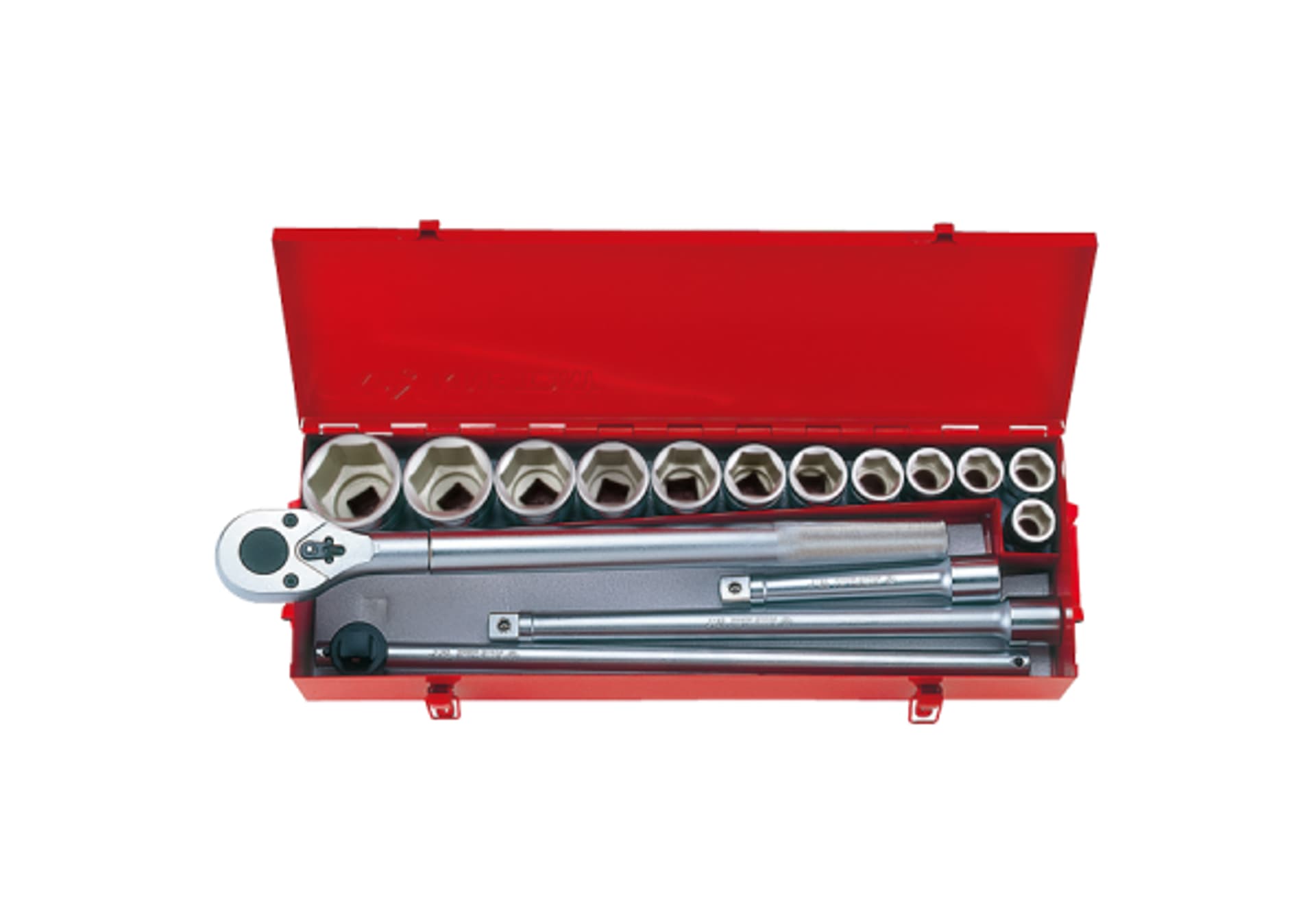 

ZESTAW NASADEK 3/4" 16cz. KRÓTKIE 6-kąt. 21-50mm Z GRZECHOTKĄ I AKCESORIAMI, KASETA King Tony