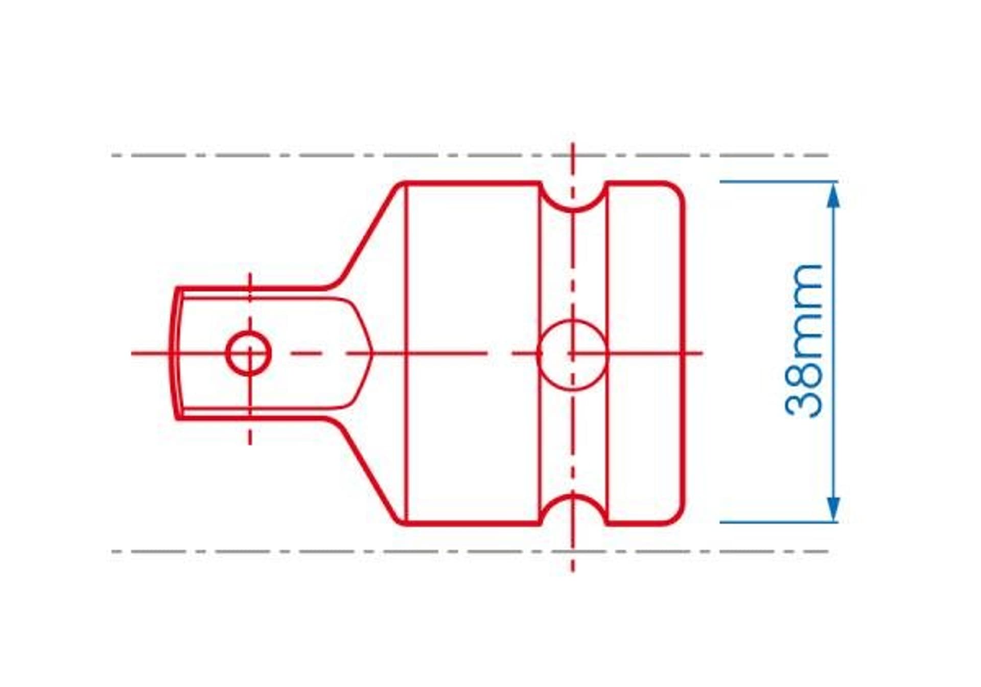 

'REDUKCJA UDAROWA 3/4"F (OTWÓR) x 1/2'''' M (TRZPIEŃ), Z KULKĄ ŚR.38mm''' King Tony, Trzpień)/z kulką śr.38mm''' king ton