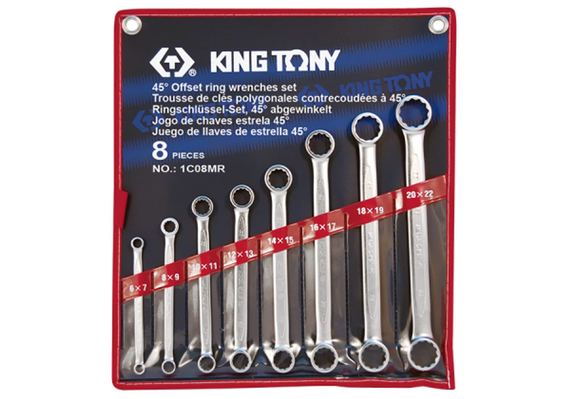 

ZESTAW KLUCZY OCZKOWYCH PROSTYCH 8cz. 6 - 22mm, ETUI King Tony