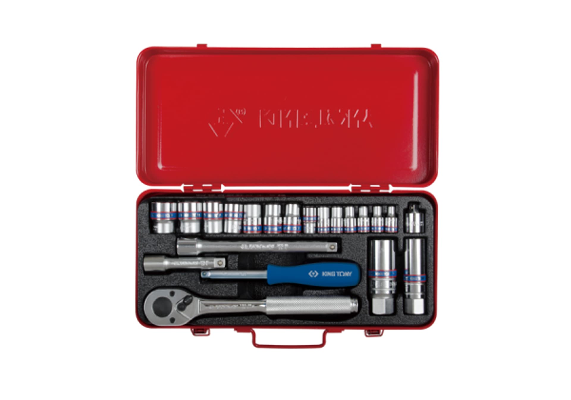 

ZESTAW NASADEK Z KOŃCÓWKĄ TORX 1/2" 9 cz. DŁUGIE T20 - T60 KASETA King Tony