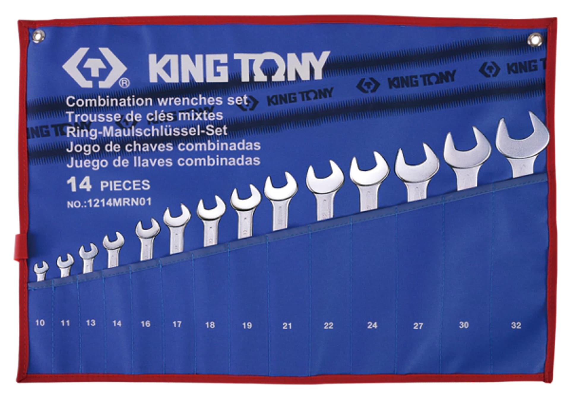 

ZESTAW KLUCZY PŁASKO-OCZKOWYCH 14cz. 10 - 32mm, ETUI King Tony