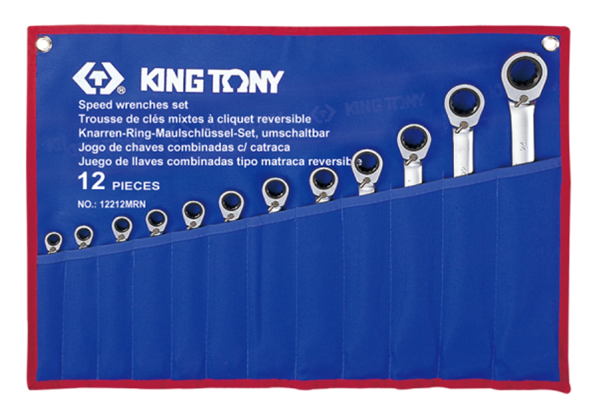 

ZESTAW KLUCZY PŁASKO-OCZKOWYCH Z GRZECHOTKĄ DWUKIERUNKOWĄ 12cz. 8 - 24mm, ETUI King Tony