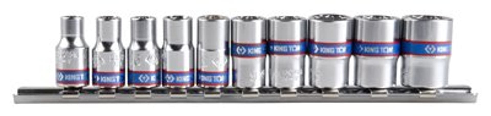 

ZESTAW NASADEK 1/4" 9cz. KRÓTKIE, 12-kąt. 5 - 13mm, SZYNA King Tony