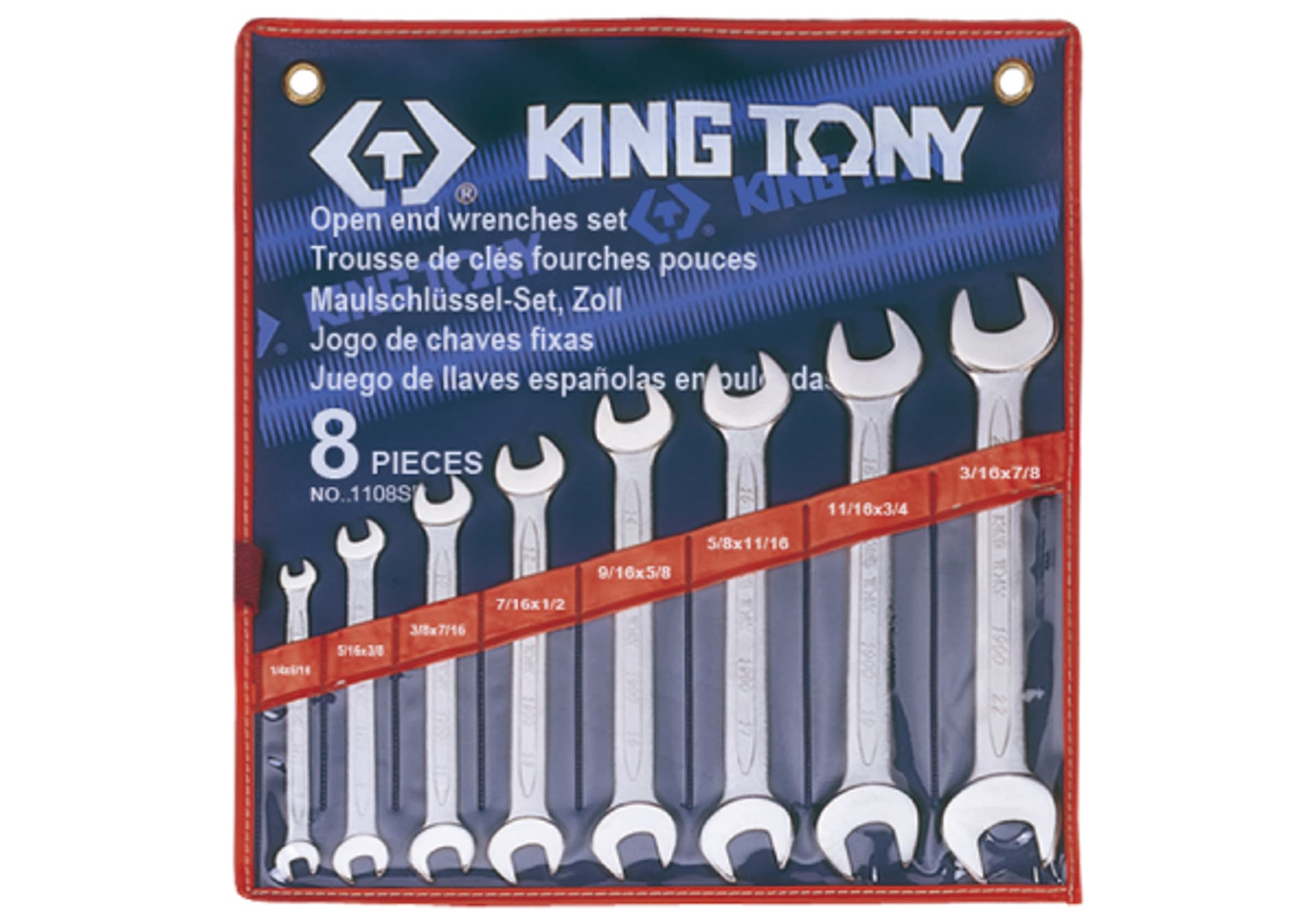 

ZESTAW KLUCZY PŁASKICH calowych 1/4 - 7/8", 8cz. ETUI King Tony