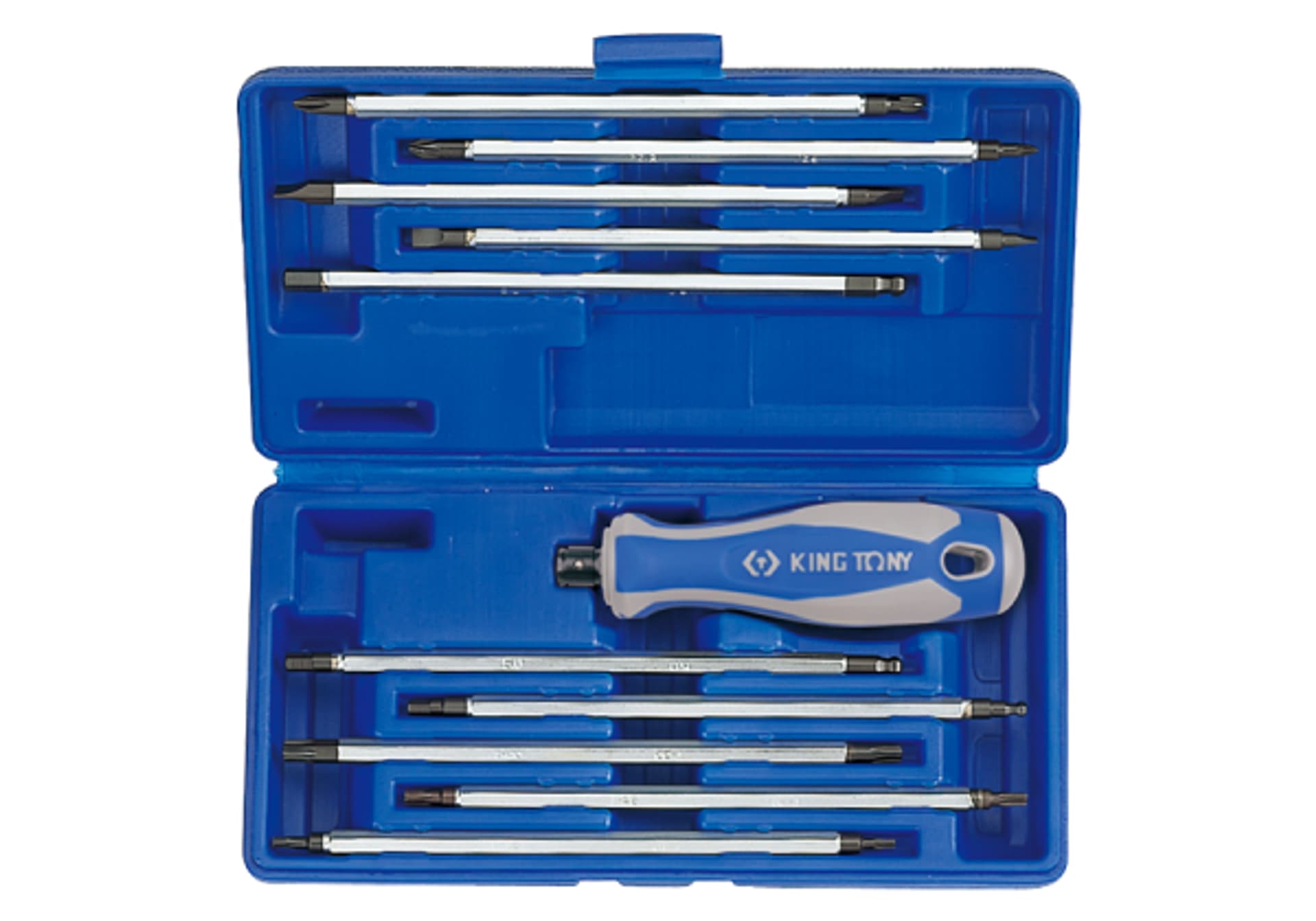 

ZESTAW WKRĘTAKÓW Z WYMIENNYMI GROTAMI 11 cz. MIX: TORX, HEX, PŁASKIE, PH, PZ King Tony