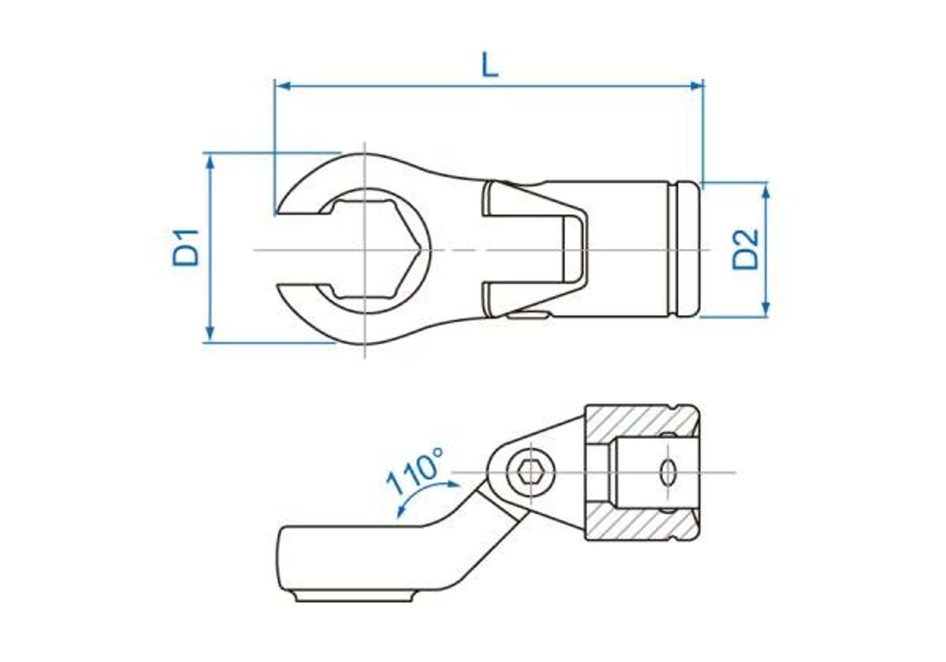 

KLUCZ NASADOWY PRZEGUBOWY 3/8" DO PRZEWODÓW HAMULCOWYCH 19mm King Tony