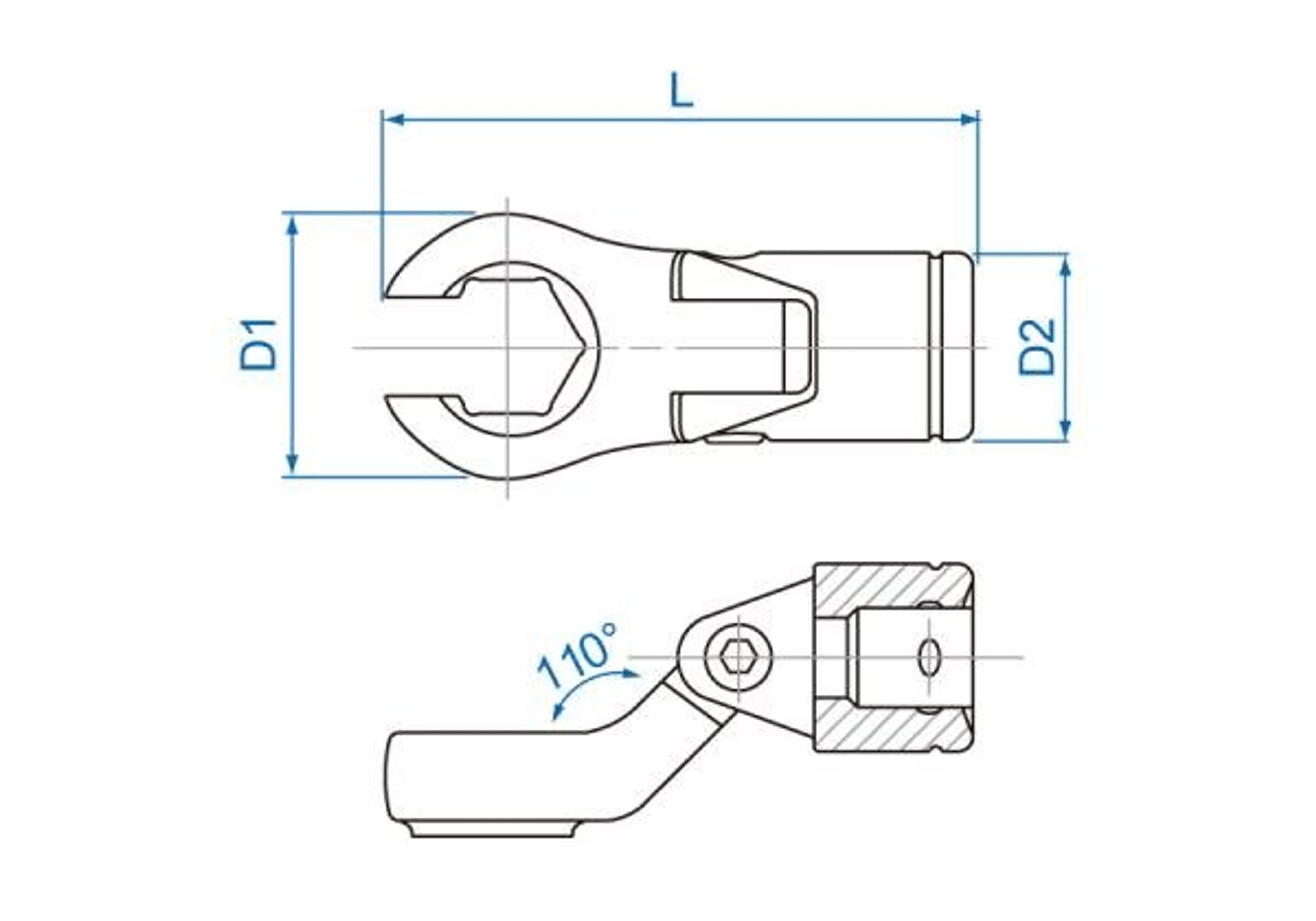 

KLUCZ NASADOWY PRZEGUBOWY 3/8" DO PRZEWODÓW HAMULCOWYCH 9mm King Tony