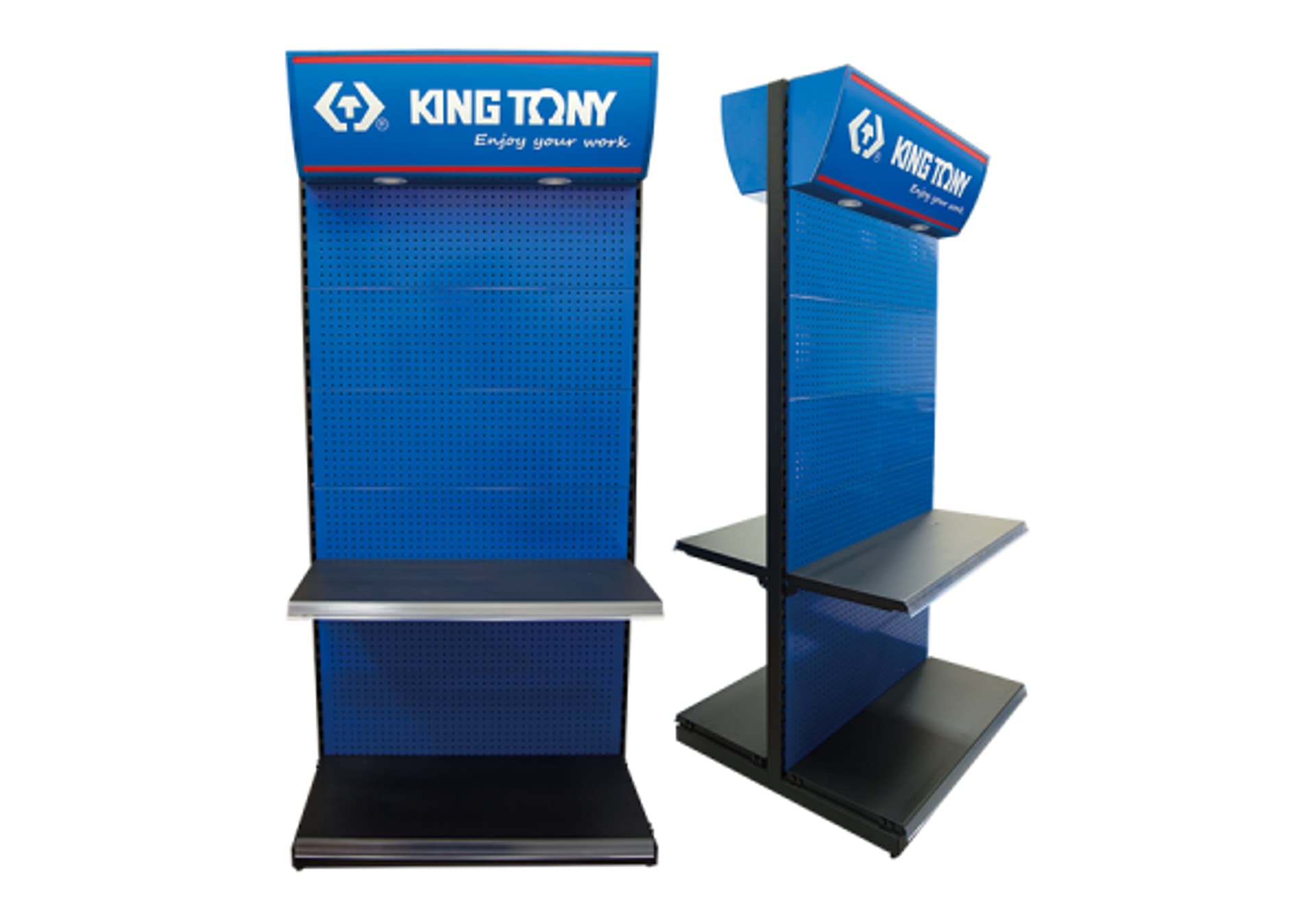 

DWUSTRONNY REGAŁ EKSPOZYCYJNY Z PODŚWIETLENIEM "KING-TONY" 1000 x 960 x 2200mm King Tony