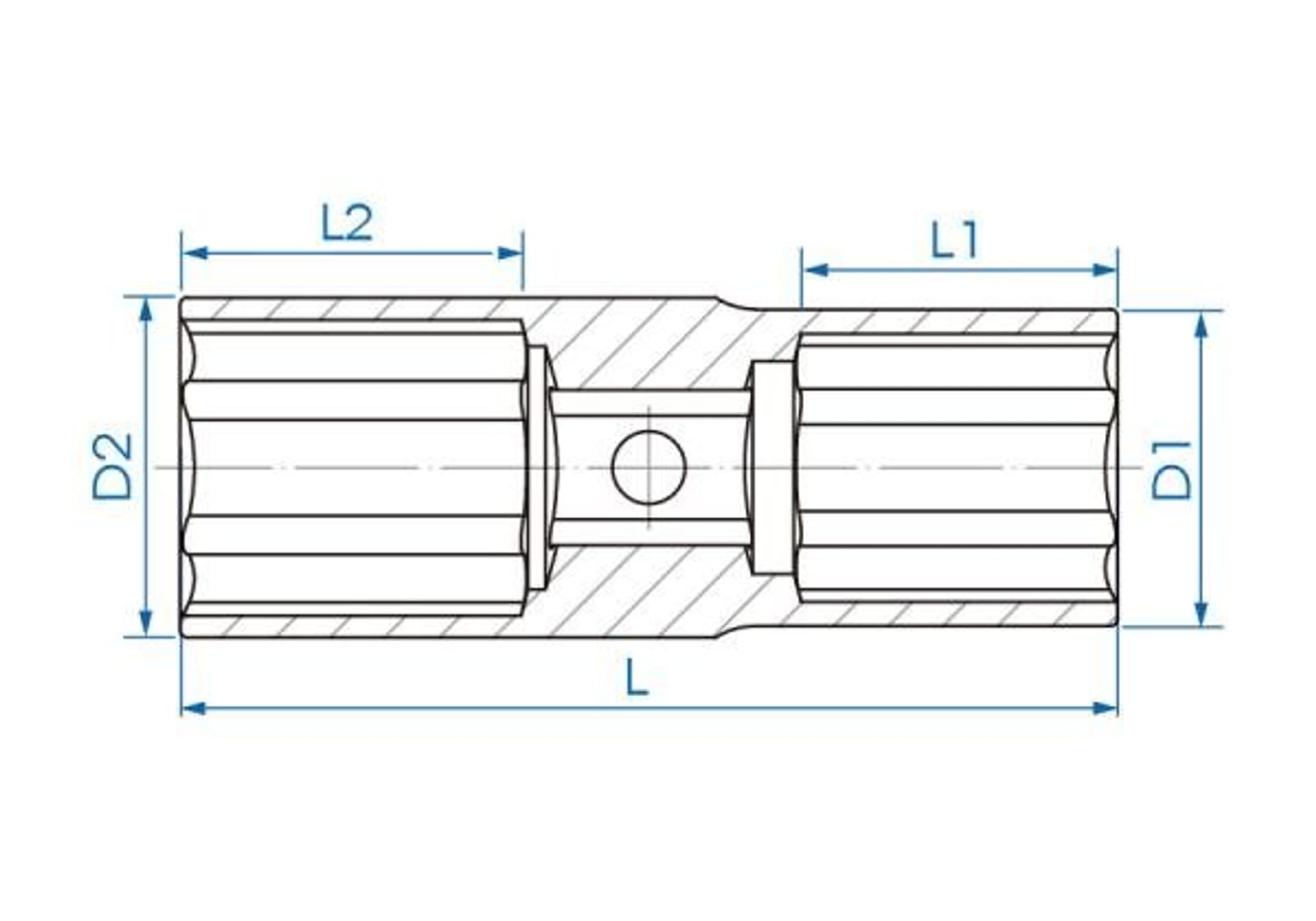 

NASADKA UDAROWA DWUSTRONNA 1/2" 19mm / 21mm x 77mm, 6-kąt King Tony