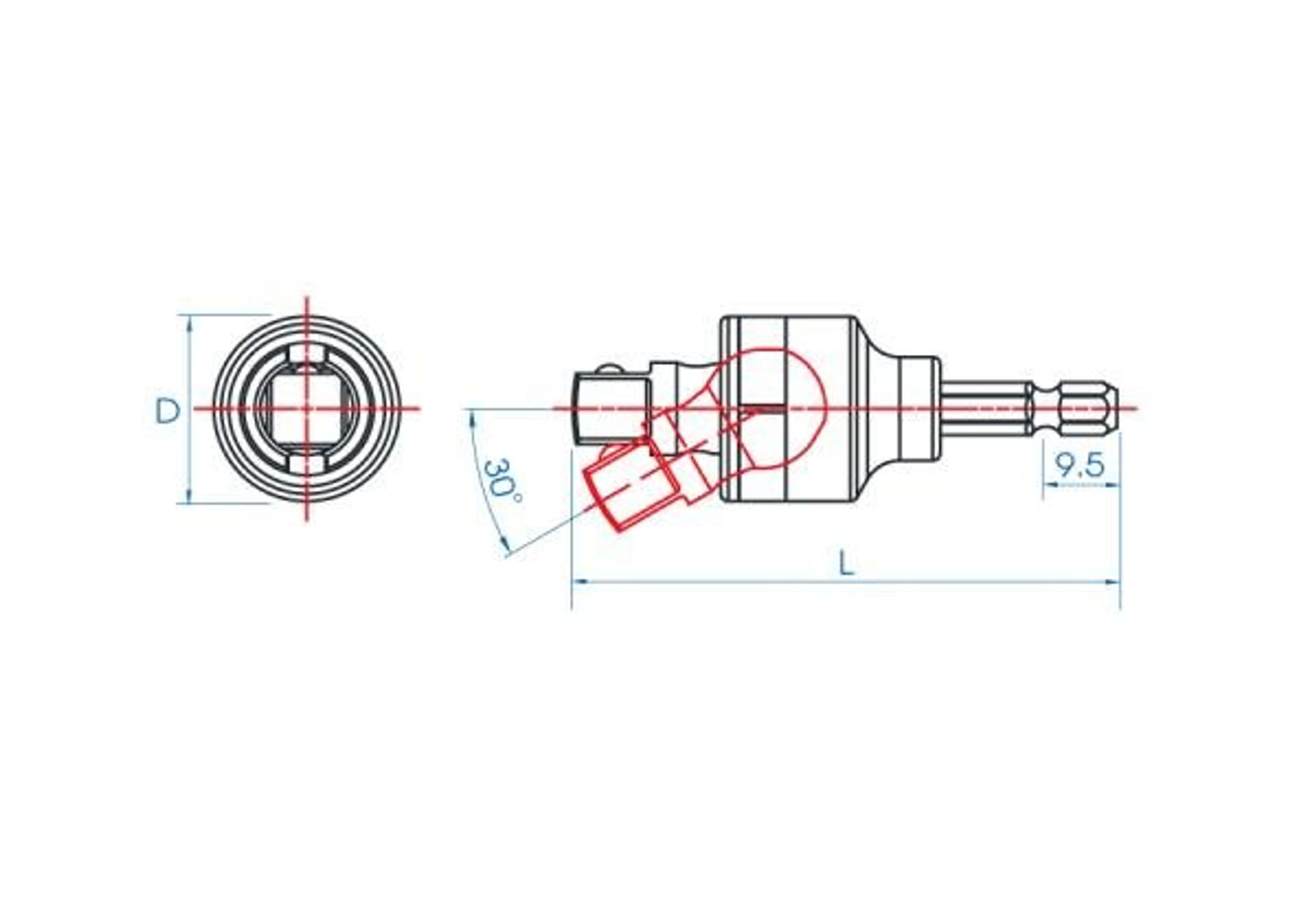 

PRZEGUB KULOWY DO NASADEK 1/2" DO WKRĘTAREK 1/4" x 85mm King Tony