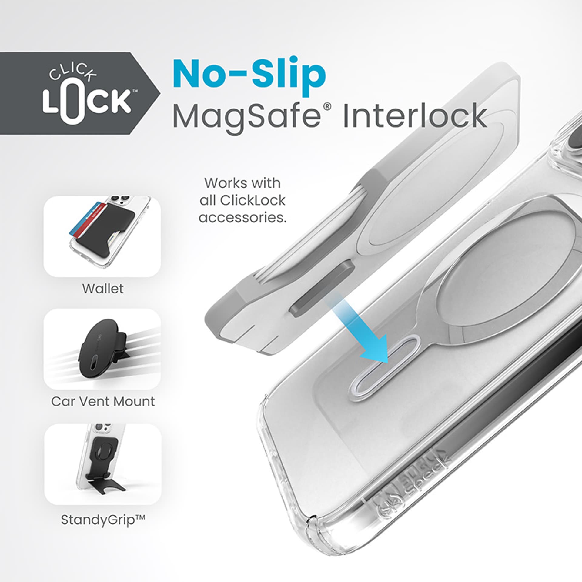 

Speck Presidio Perfect-Clear ClickLock & Magsafe - Etui iPhone 15 Pro Max (Clear / Chrome Finish / Serene Silver)