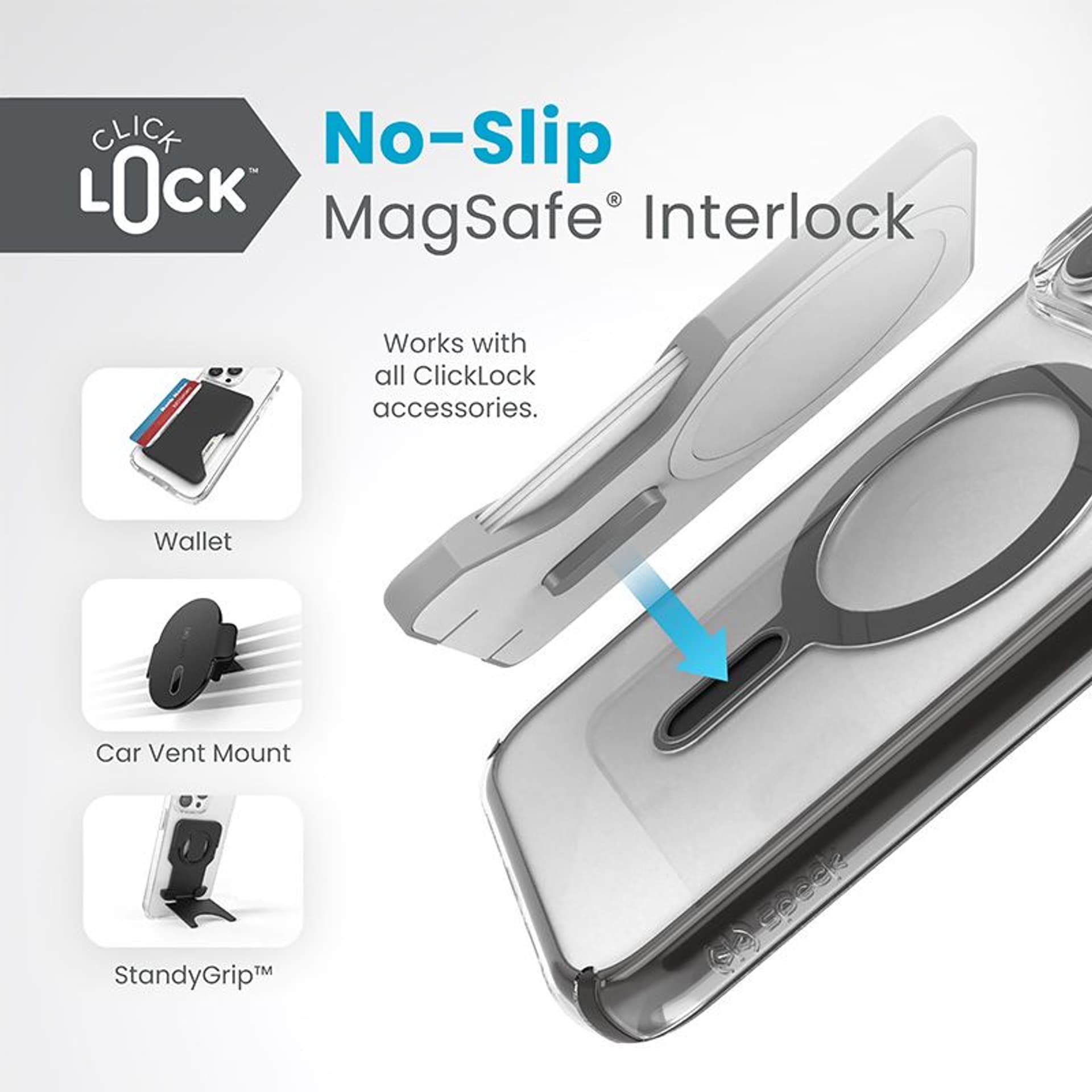 

Speck Presidio Perfect-Clear ClickLock & Magsafe - Etui iPhone 15 Pro Max (Clear / Frosted Black / Slate Grey)