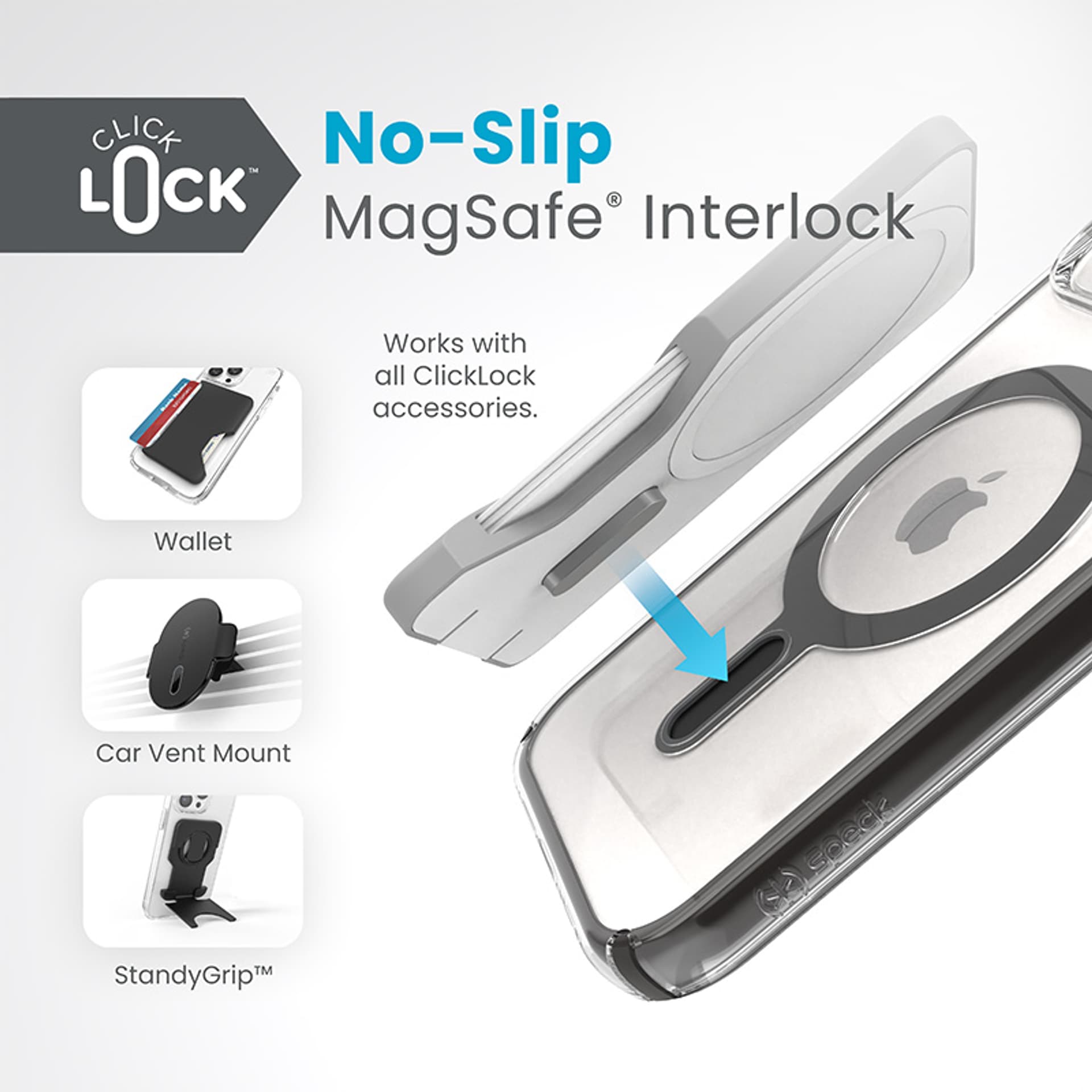 

Speck Presidio Perfect-Clear ClickLock & Magsafe - Etui iPhone 15 / iPhone 14 / iPhone 13 (Clear / Frosted Black / Slate Grey)