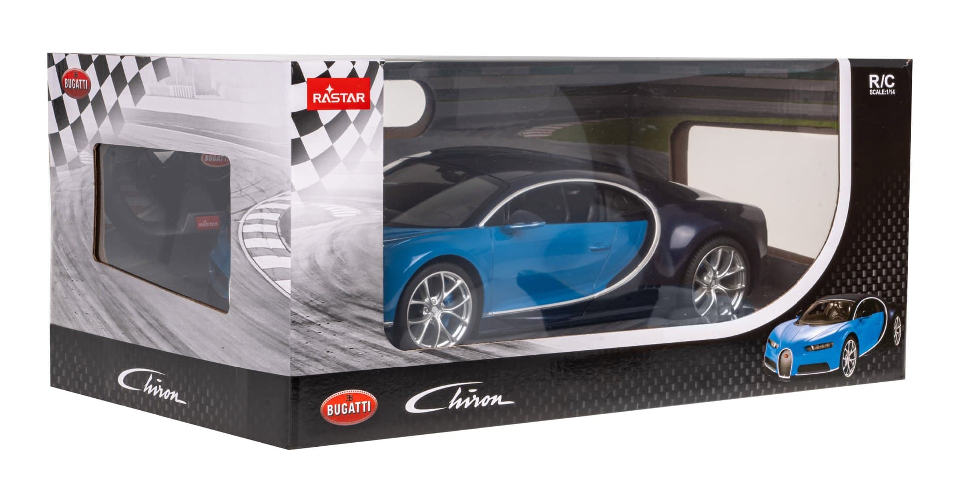 

Bugatti Chiron niebieski RASTAR model 1:14 Zdalnie sterowane auto + Światła LED + Pilot 2,4 GHz