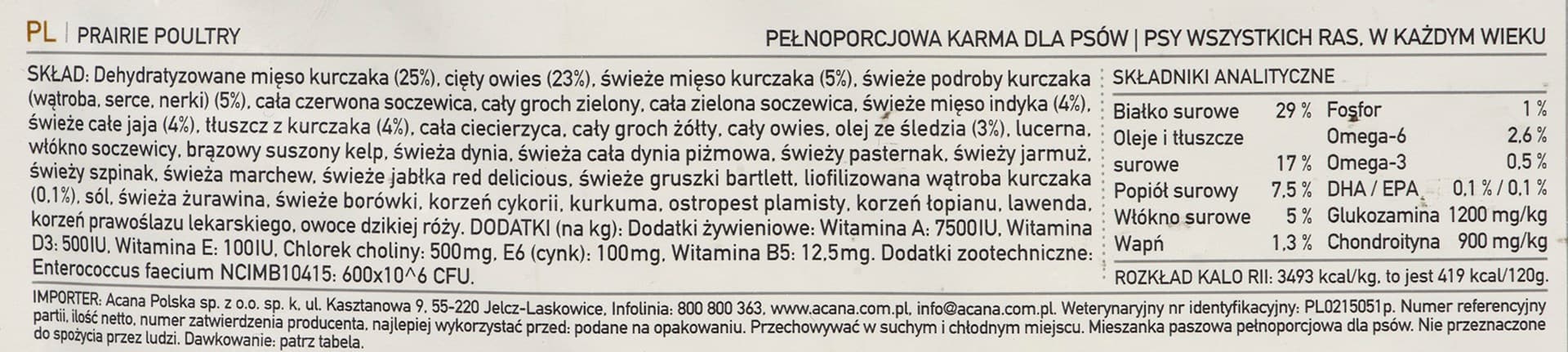 

ACANA Prairie Poultry Dog 11,4kg
