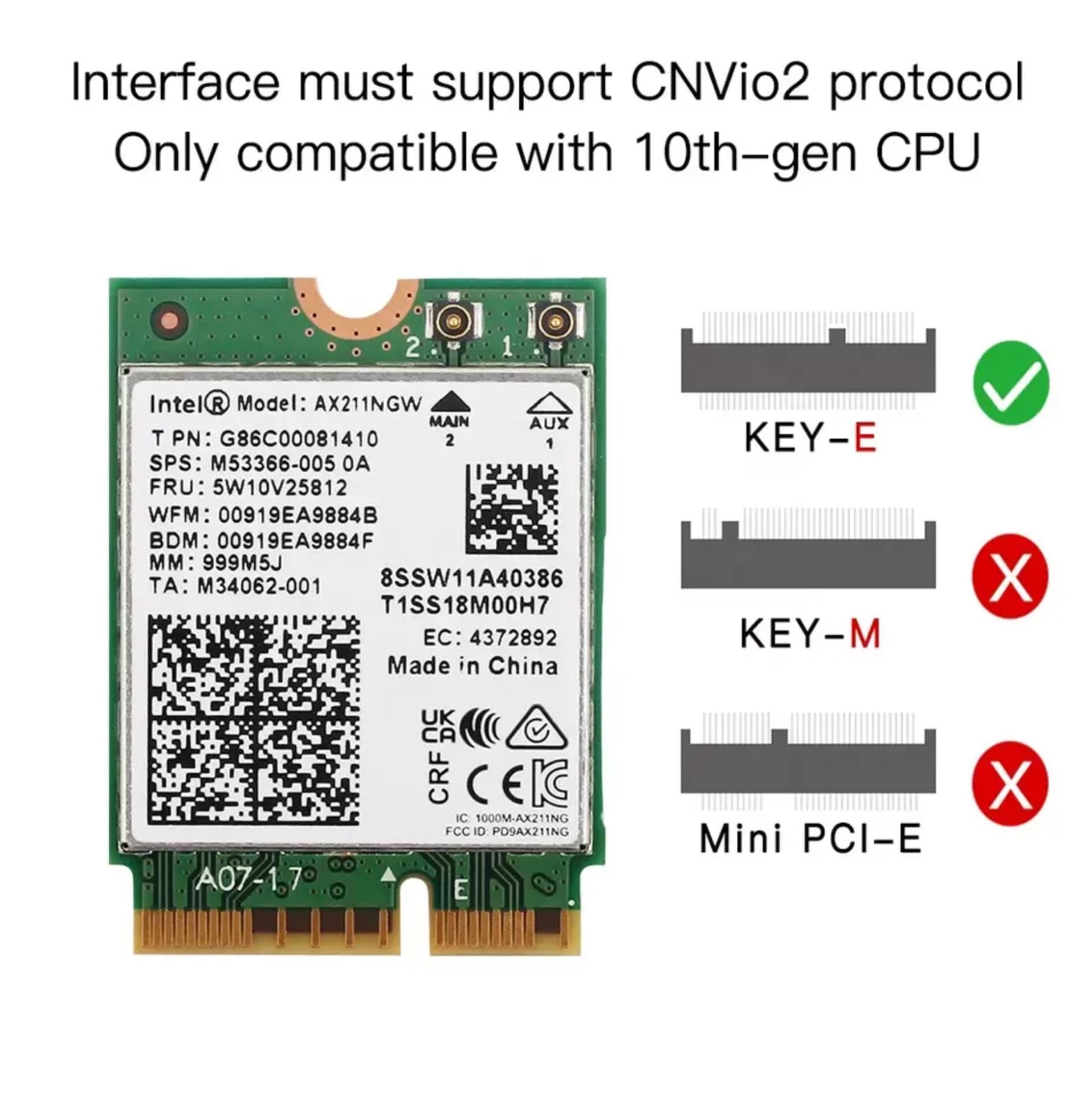 

Karta Sieciowa AX211 WiFi 6e BT Intel Dual Band