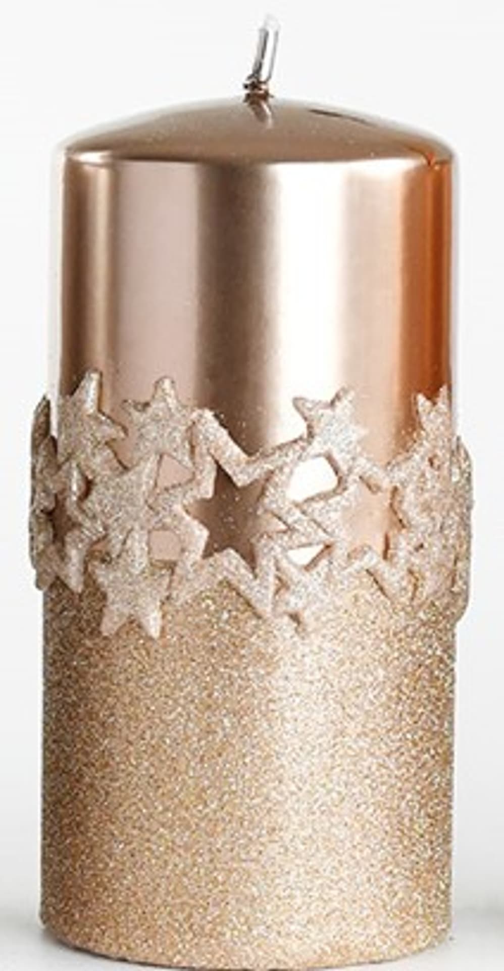 

Świeca ICE STAR walec mały parafinowa 7xh10cm złota
