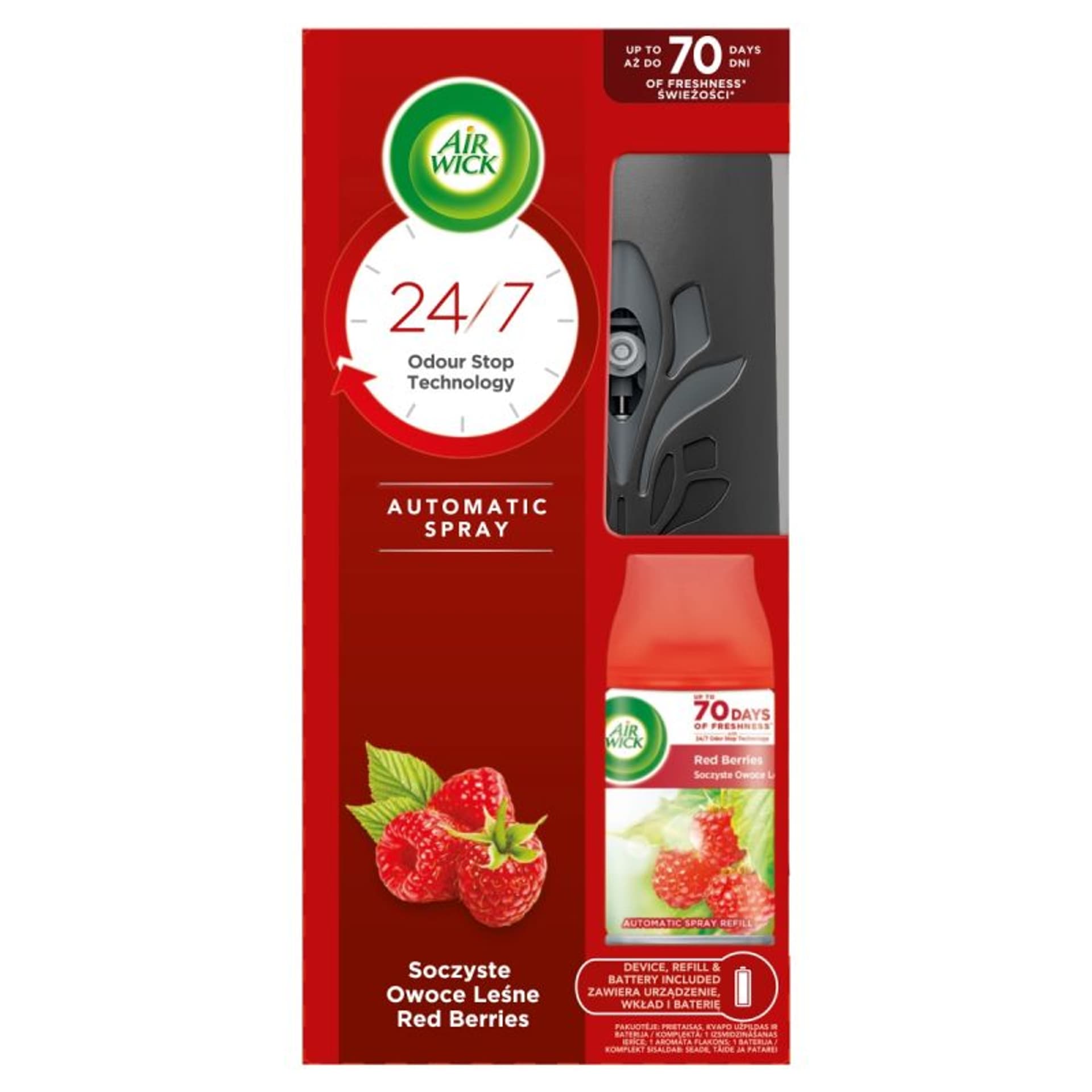 

AIR WICK SET Automatic Spray automatyczny odświeżacz powietrza + wkład o zapachu Owoców Leśnych 250ml