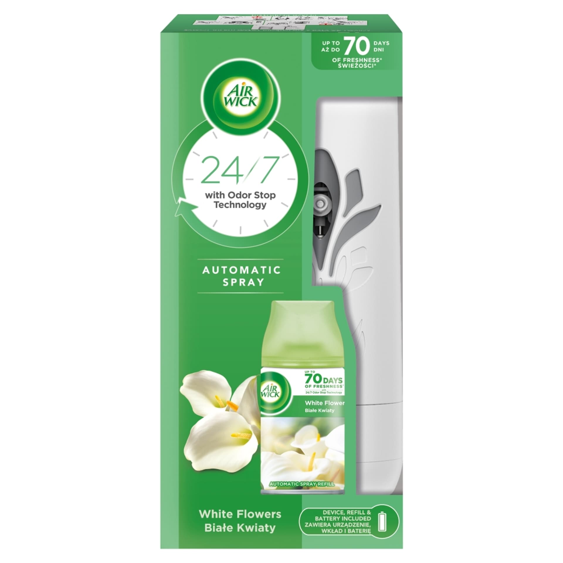 

AIR WICK SET Freshmatic automatyczny odświeżacz powietrza + wkład zapachowy Białe Kwiaty 250ml