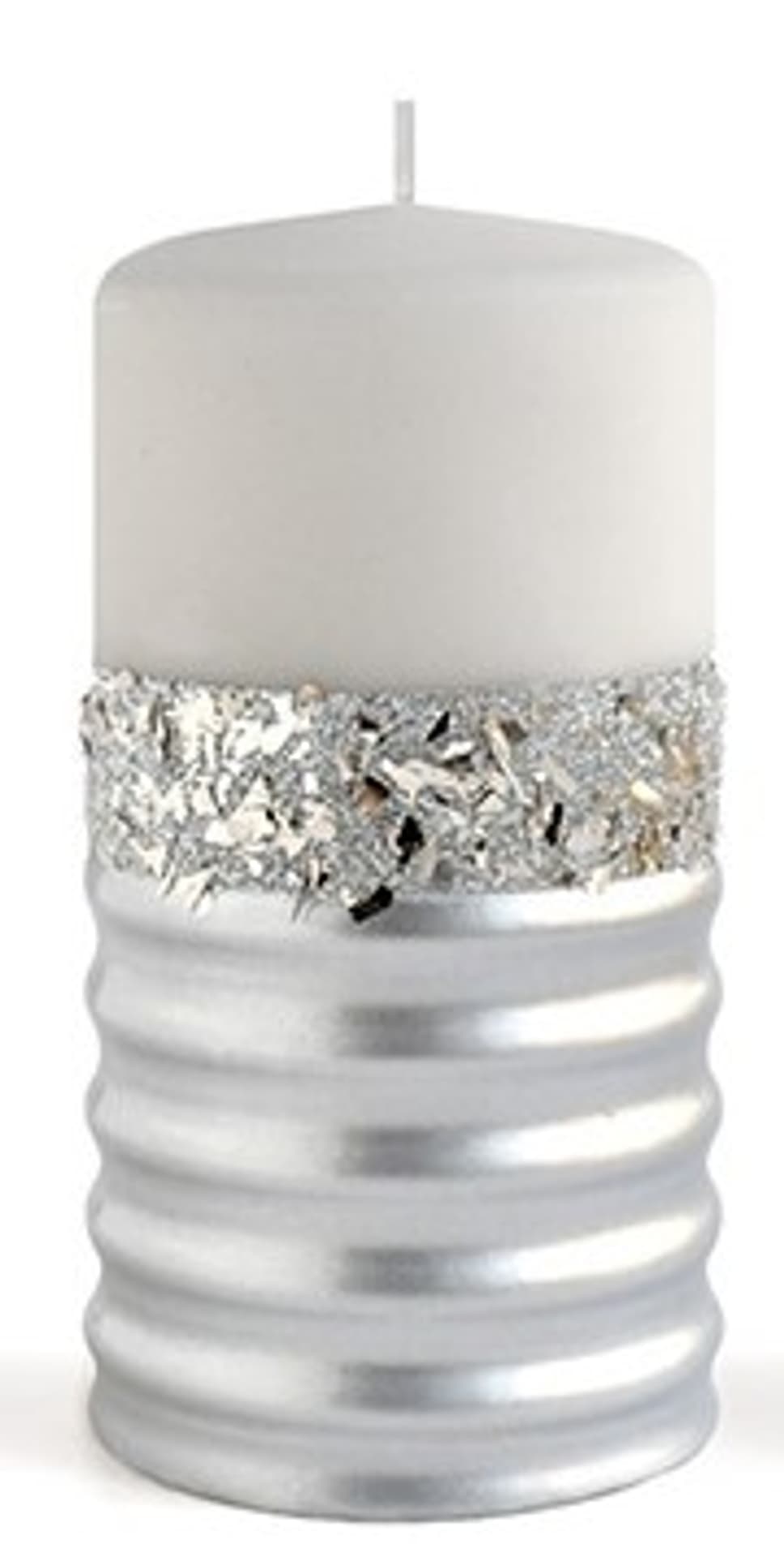 

Świeca QUEEN NEW Walec mały 7xh10cm parafinowa srebrna