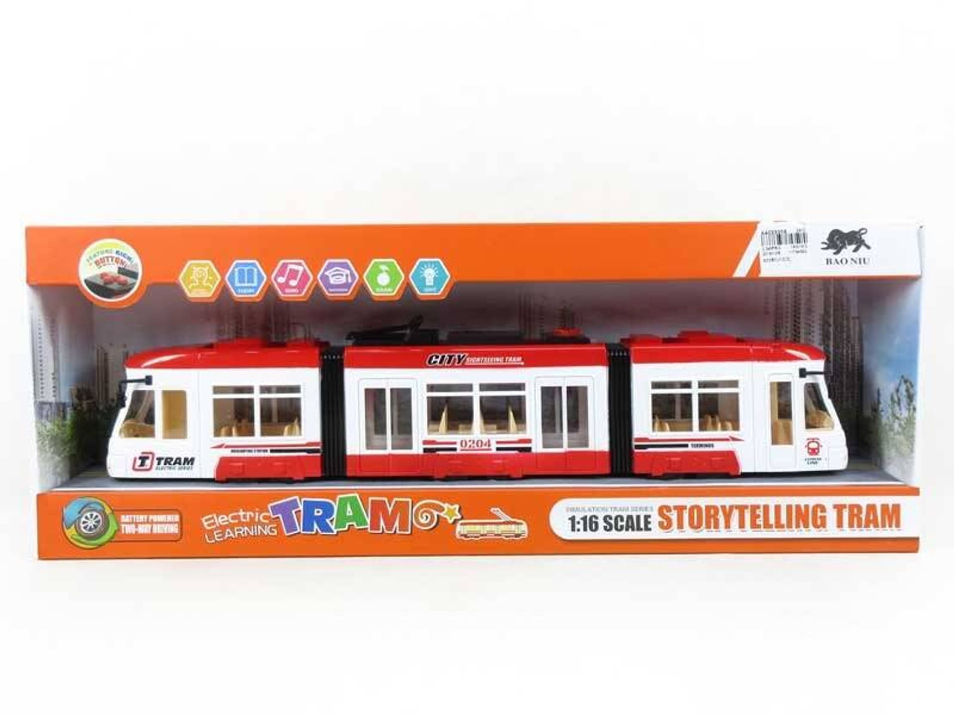 

TRAMWAJ 45 CM. ZE ŚWIATŁEM I DŹWIĘKIEM MIX KOLORÓW