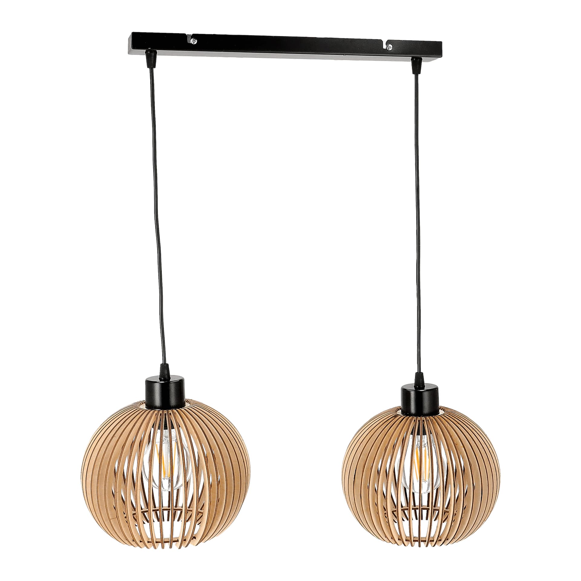 

ANAFI 2P E27, lampa wisząca, max. 2x60W, czarna, drewno