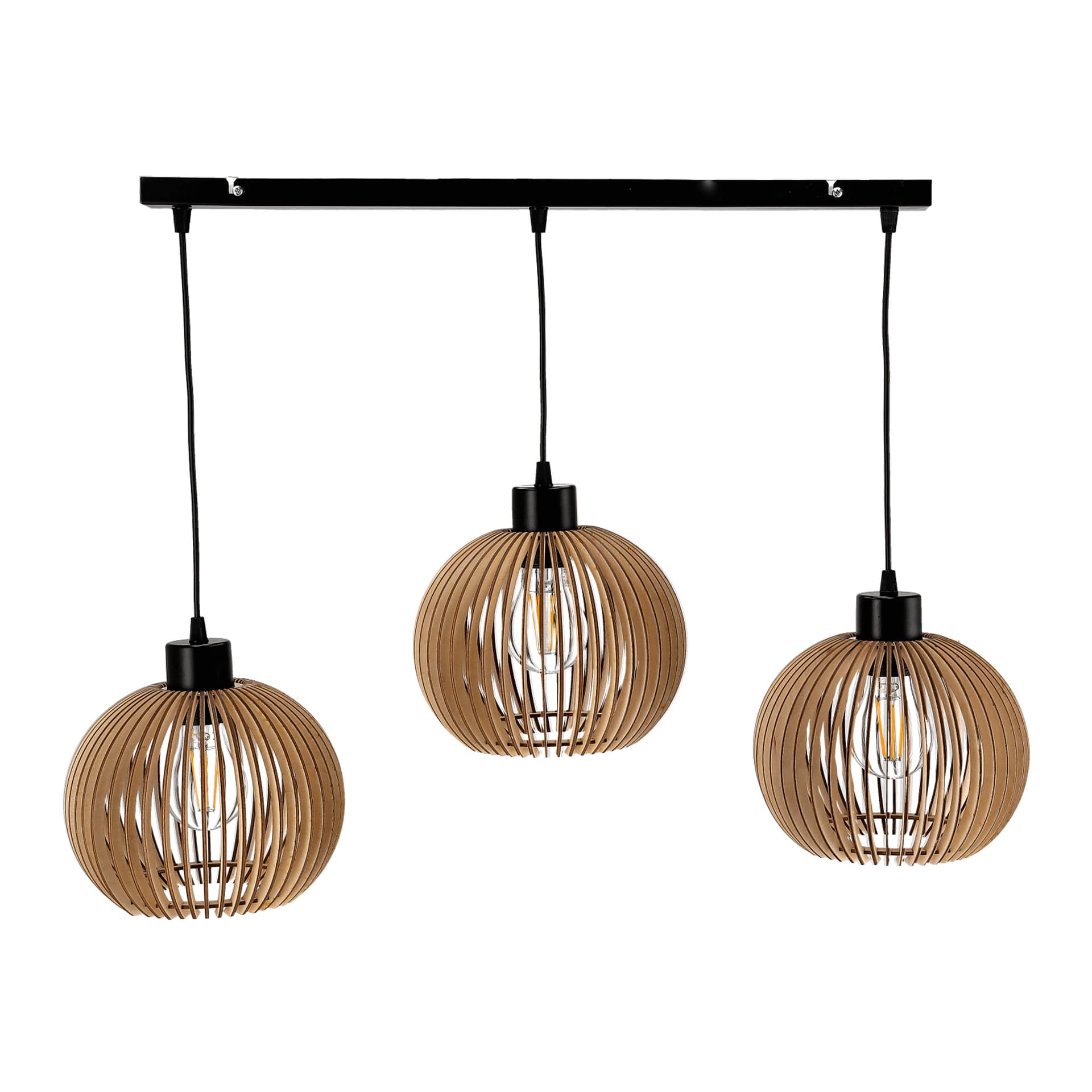 

ANAFI 3P E27, lampa wisząca, max. 3x60W, czarna, drewno