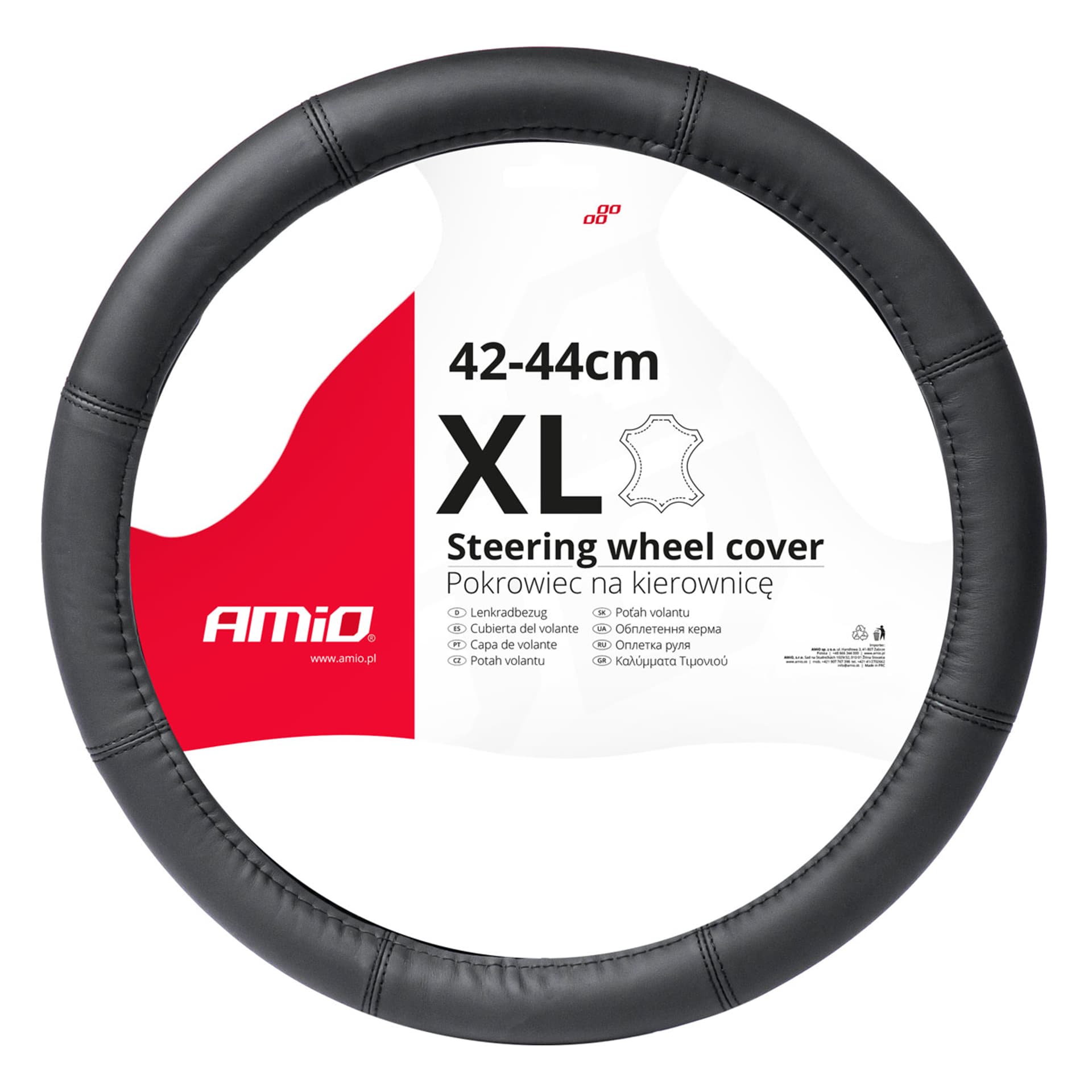

Pokrowiec skórzany nakładka na kierownicę samochodową xl 41-43cm swc-48-xl amio-03548