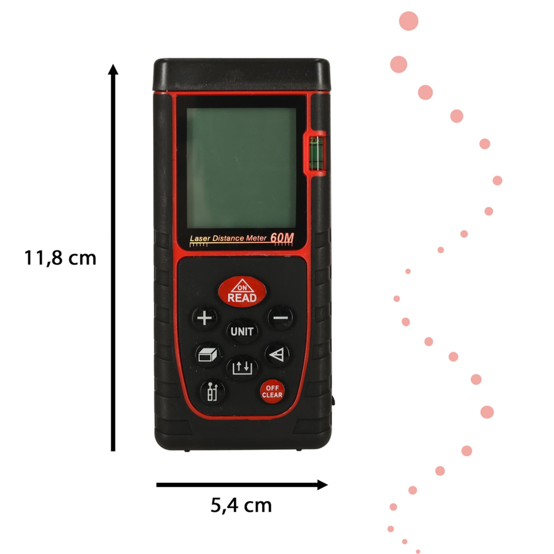 

KAFUWELL Dalmierz odległości laserowy cyfrowy wodoodporny IP54 3mm/60m pokrowiec zasilanie bateryjne