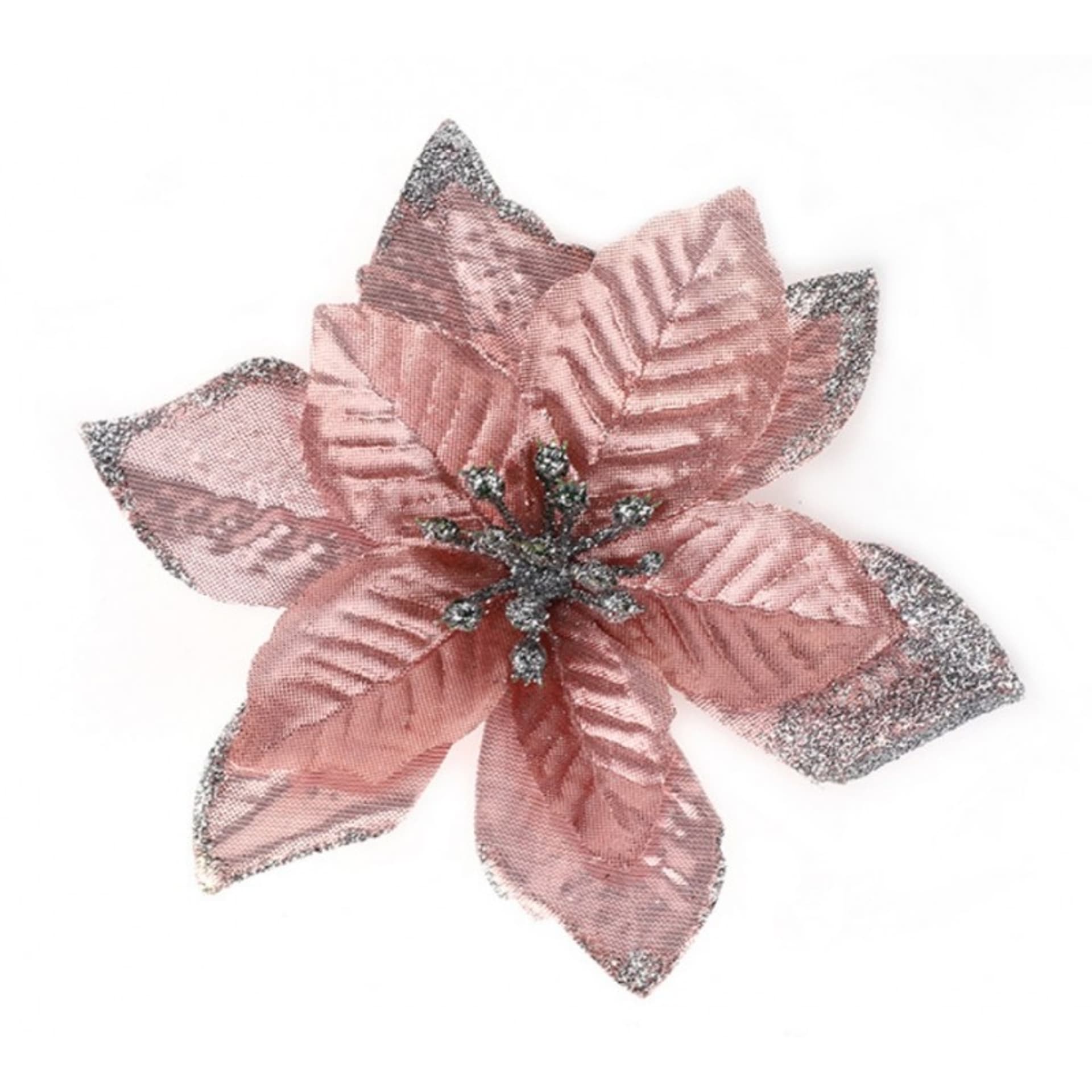 

Kwiat na choinkę 13 cm BOŻE NARODZENIE róż brokat WOZ08