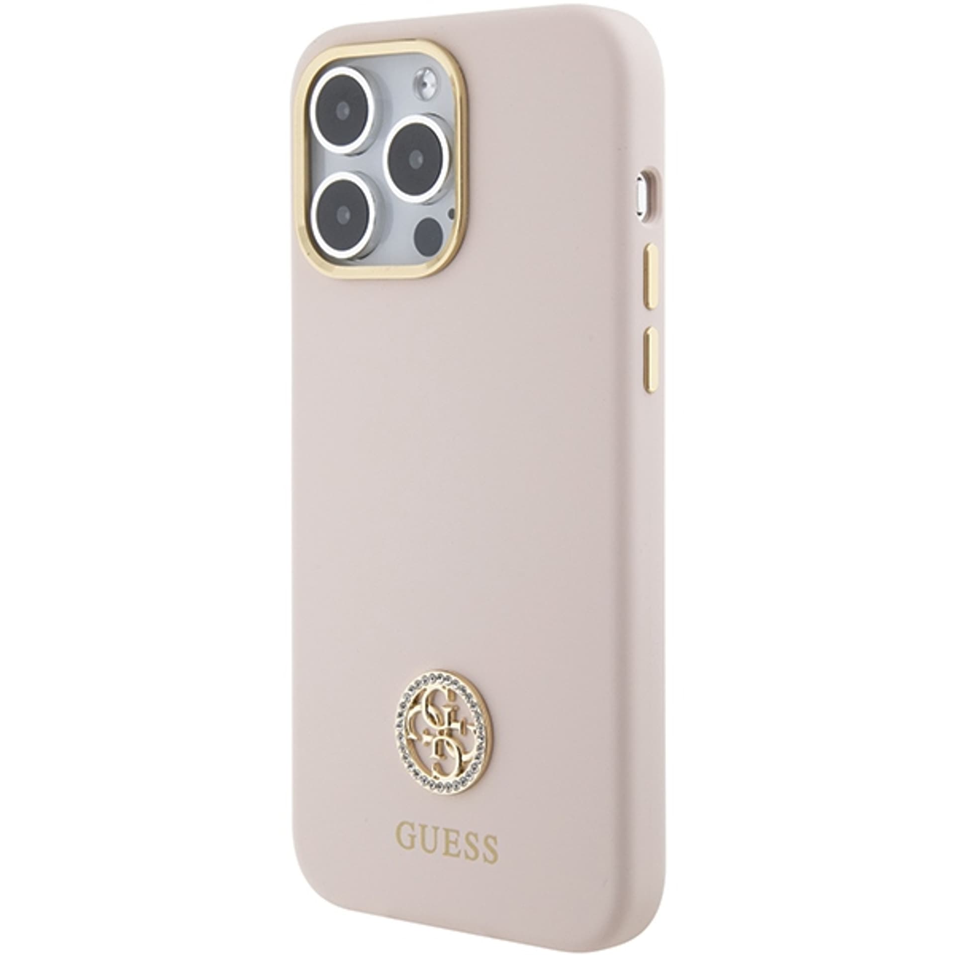 

Guess GUHCP15XM4DGPP iPhone 15 Pro Max 6.7" różowy/pink hardcase Silicone Logo Strass 4G