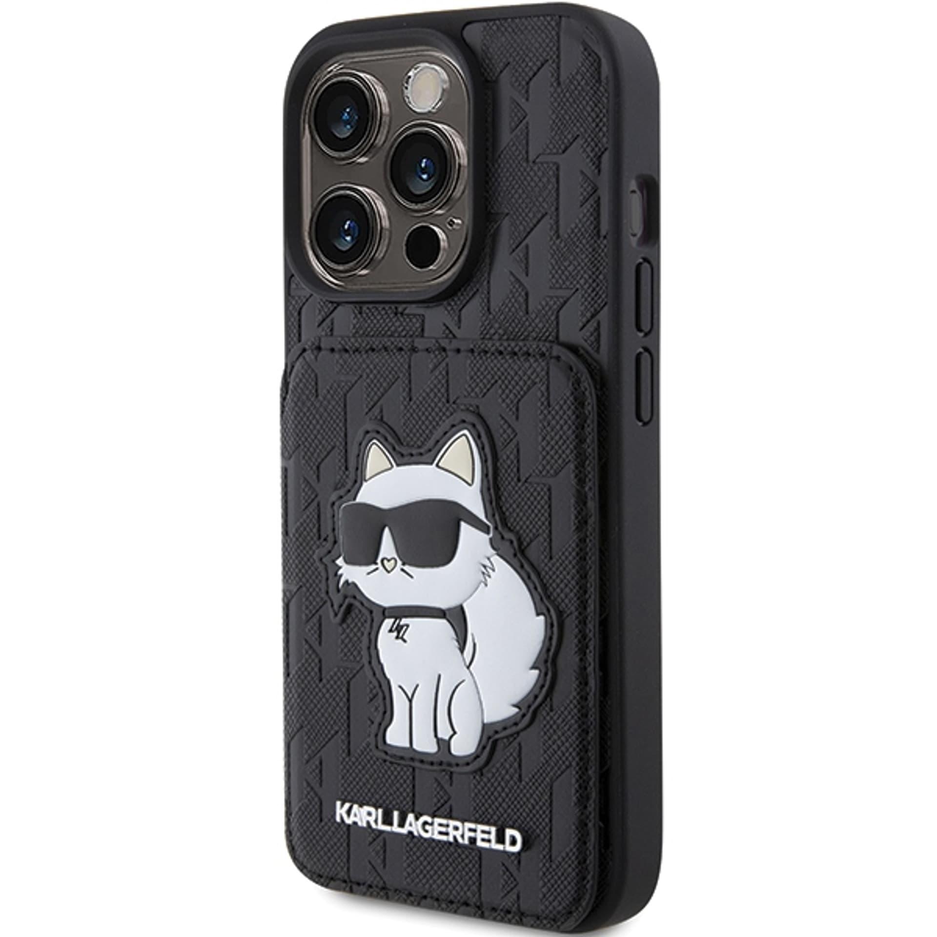 

Karl Lagerfeld KLHCP15XSAKCNSCK iPhone 15 Pro Max 6.7" czarny/black hardcase Saffiano Cardslots and Stand Monogram Choupette