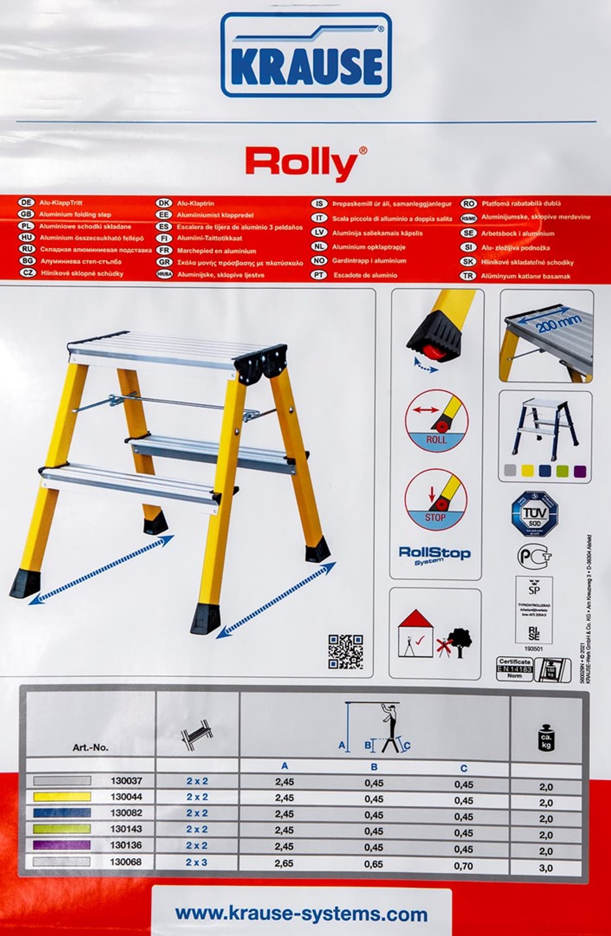 

Schodki dwustronne składane aluminiowe Krause Rolly 130037