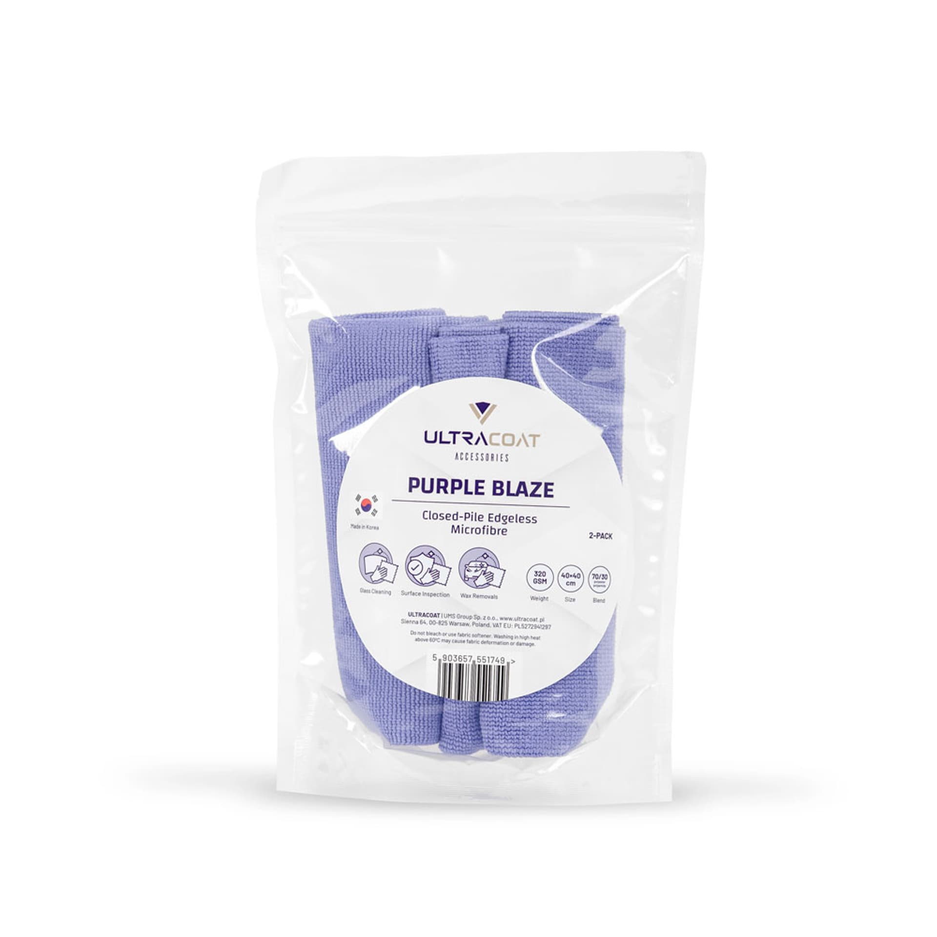 

Ultracoat Purple Blaze Microfibre 2-pack - uniwersalna ściereczka z mikrofibry
