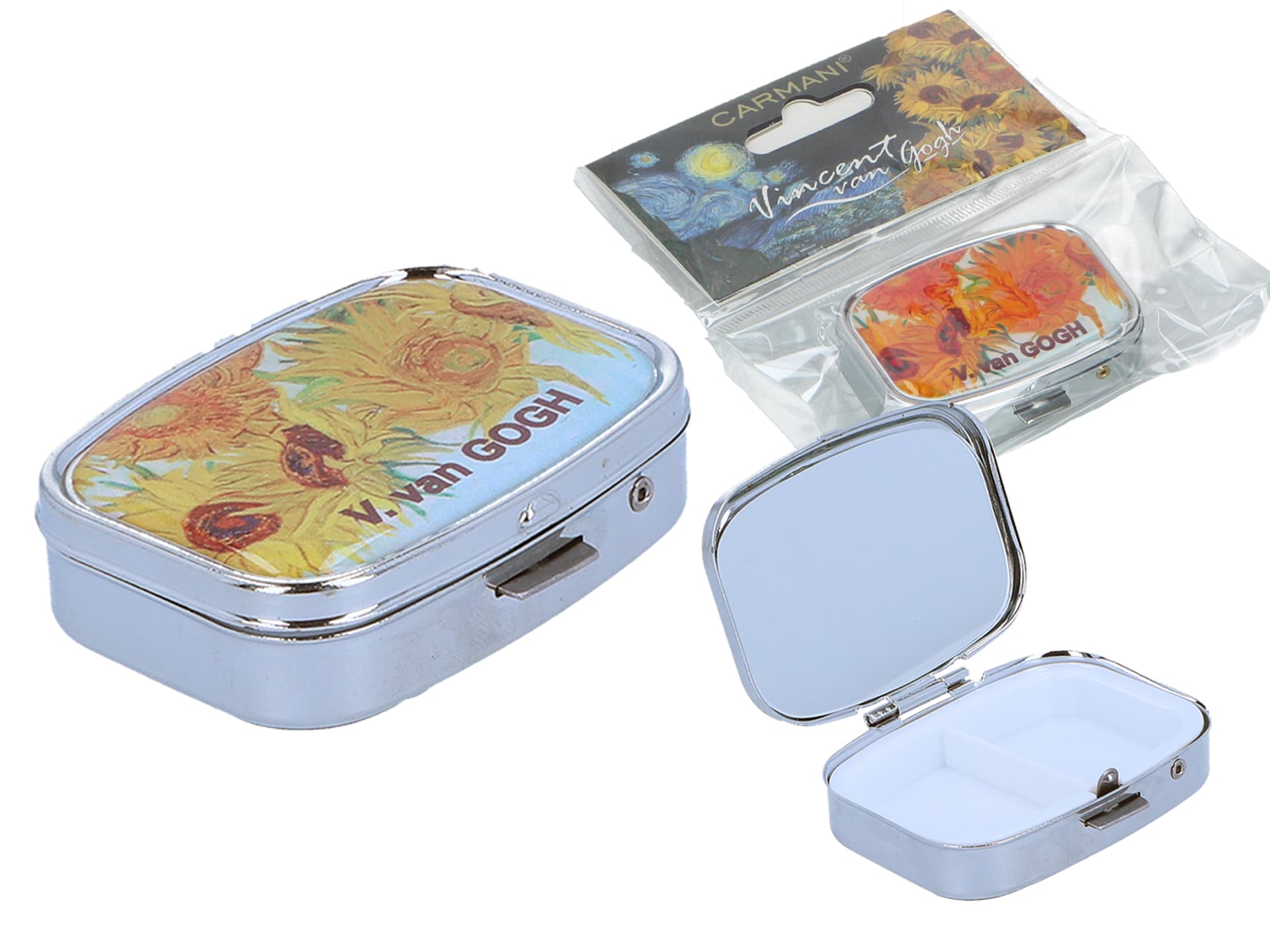

Puzderko na tabletki, prostokątne z lusterkiem - V. van Gogh, Słoneczniki (CARMANI)