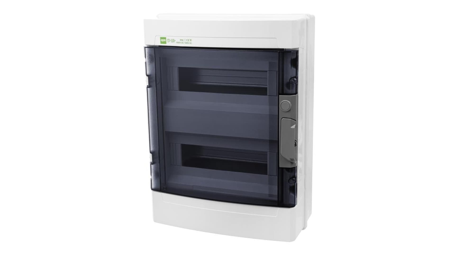 

Rozdzielnica hermetyczna EP-LUX natynkowa 2x12 1500V DC1000V AC PE+N dymny IP65 1956-01