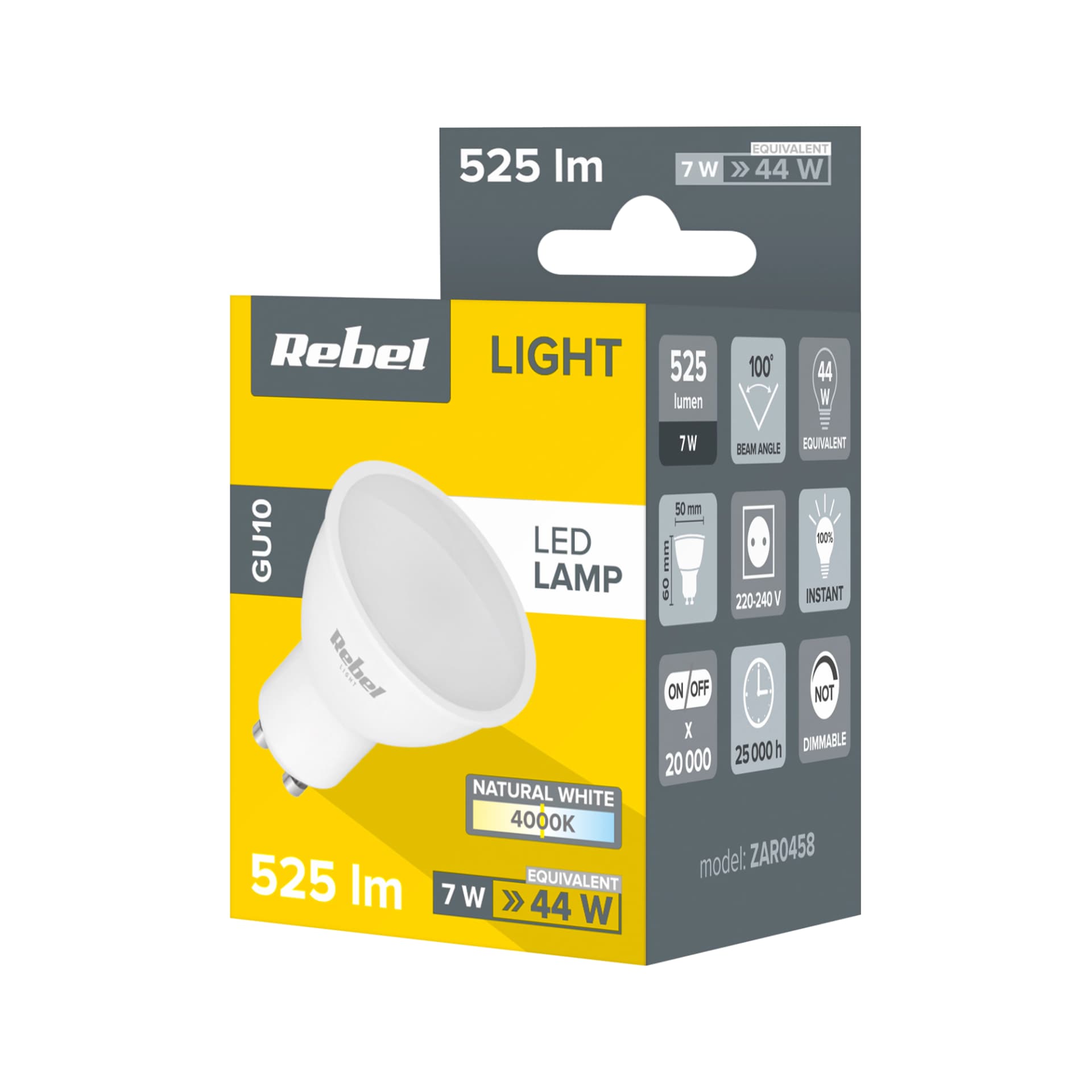 

Lampa LED GU10, 7W 4000K, 230V