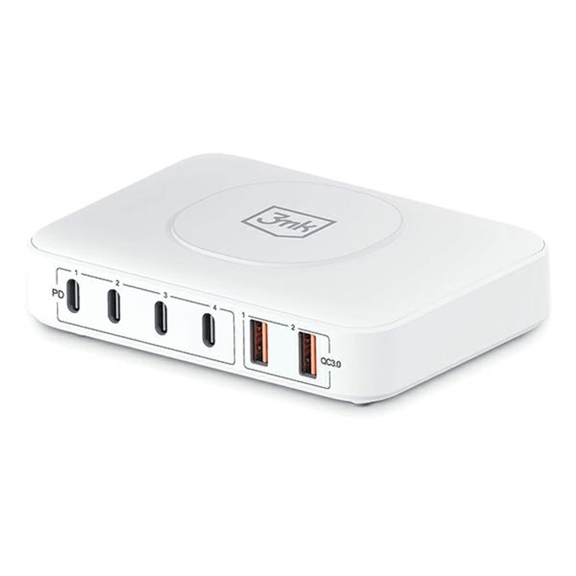 

3MK Hyper Charger PowerMax 100W 4xUSB-C + 2xUSB-A stacja ładująca z ład. indukcyjną QC+PD