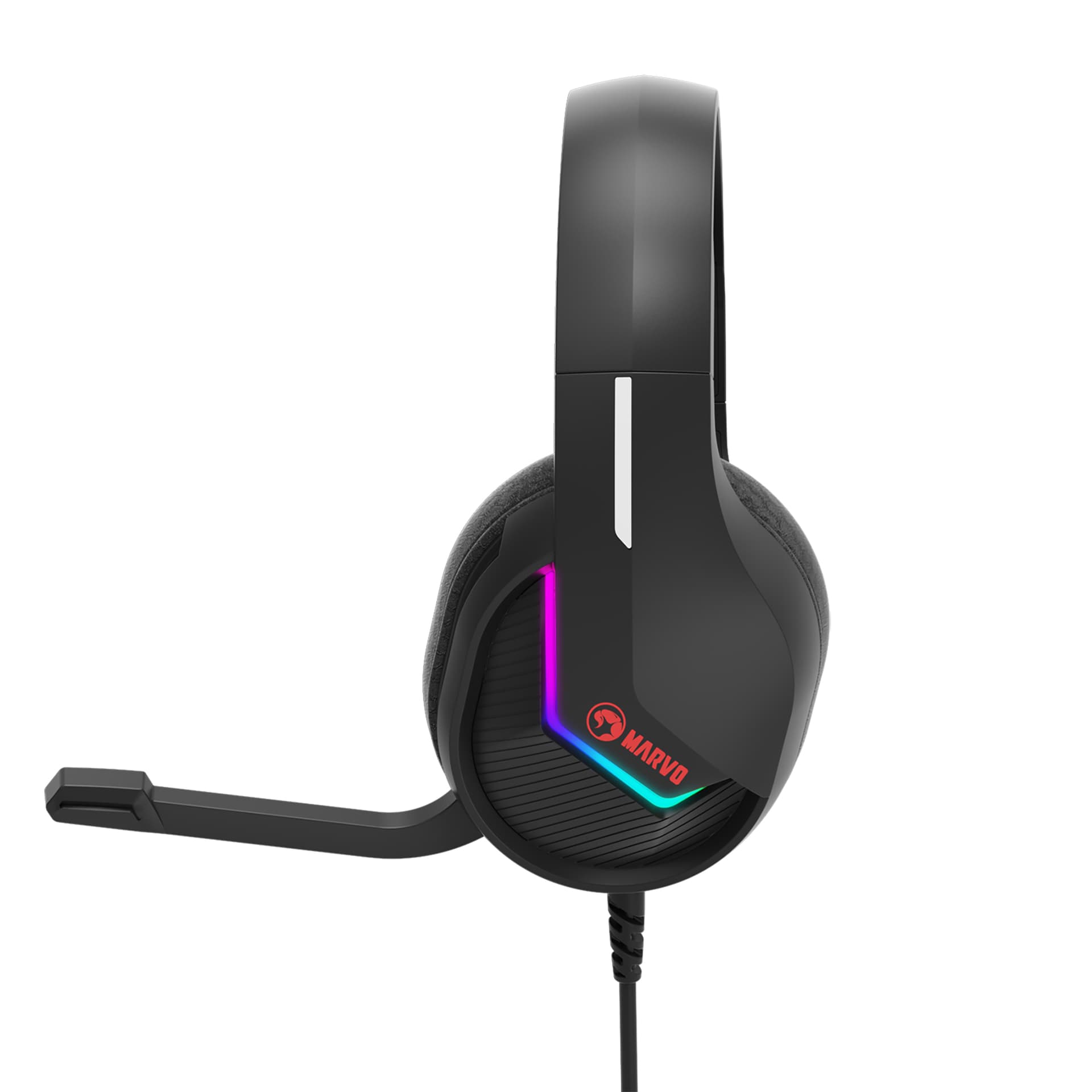 

Marvo H8618, słuchawki z mikrofonem, regulacja głośności, czarna, 2.0, podświetlane, USB