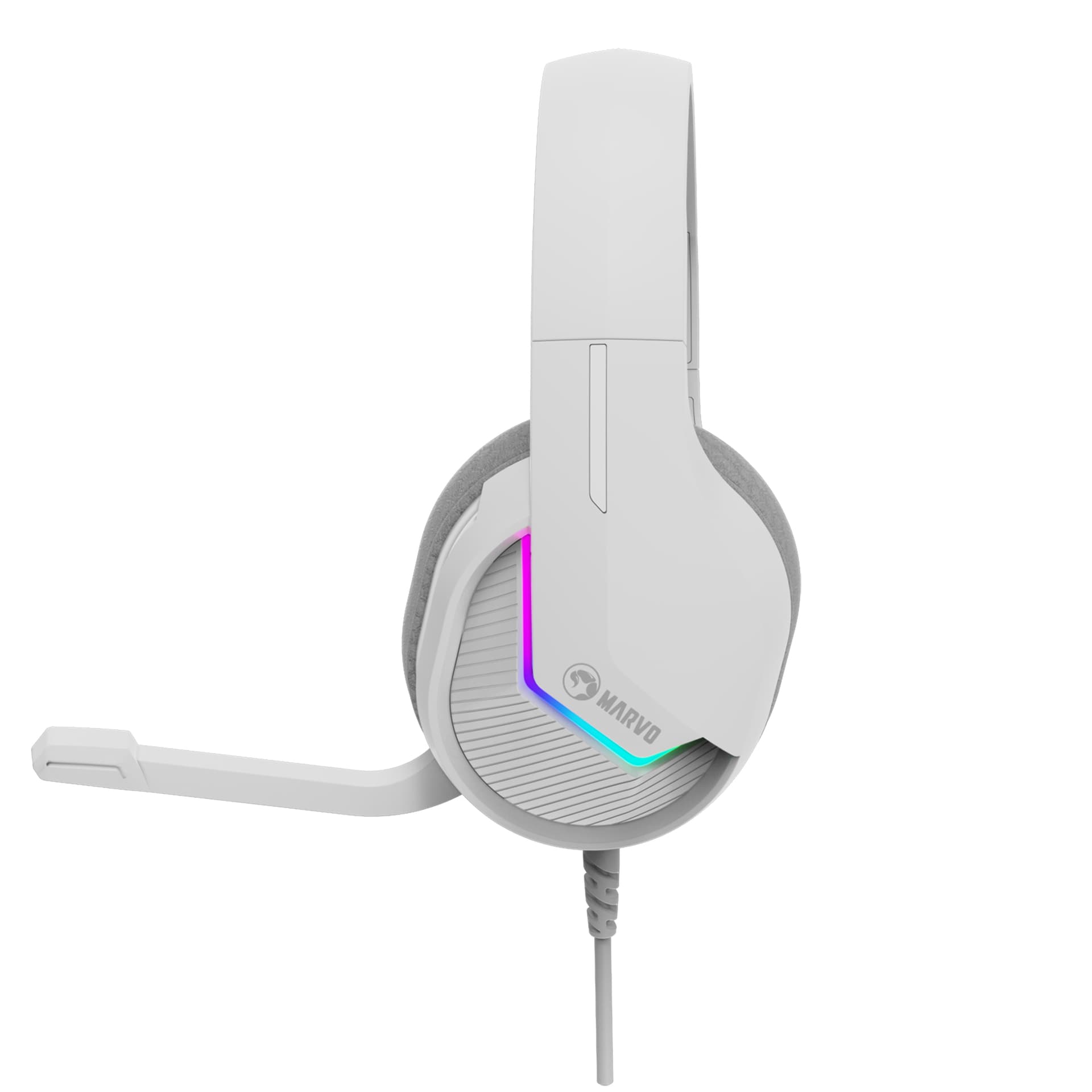 

Marvo H8618, słuchawki z mikrofonem, regulacja głośności, biała, 2.0, podświetlane, USB