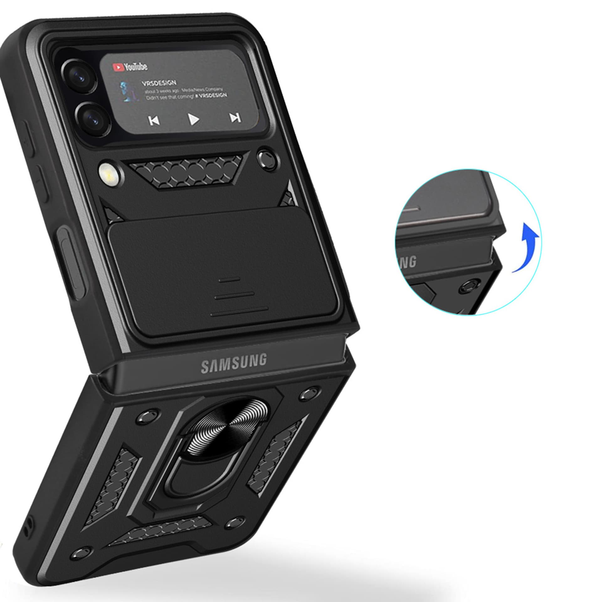 

Hybrid Armor Camshield etui Samsung Galaxy Z Flip 4 pancerny pokrowiec z osłoną na aparat czarne