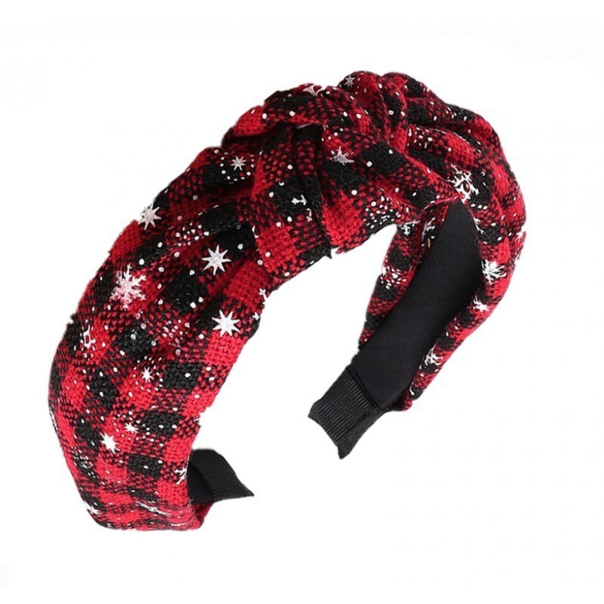 

Opaska turban z materiału gruba 6,5 cm świąteczna O458