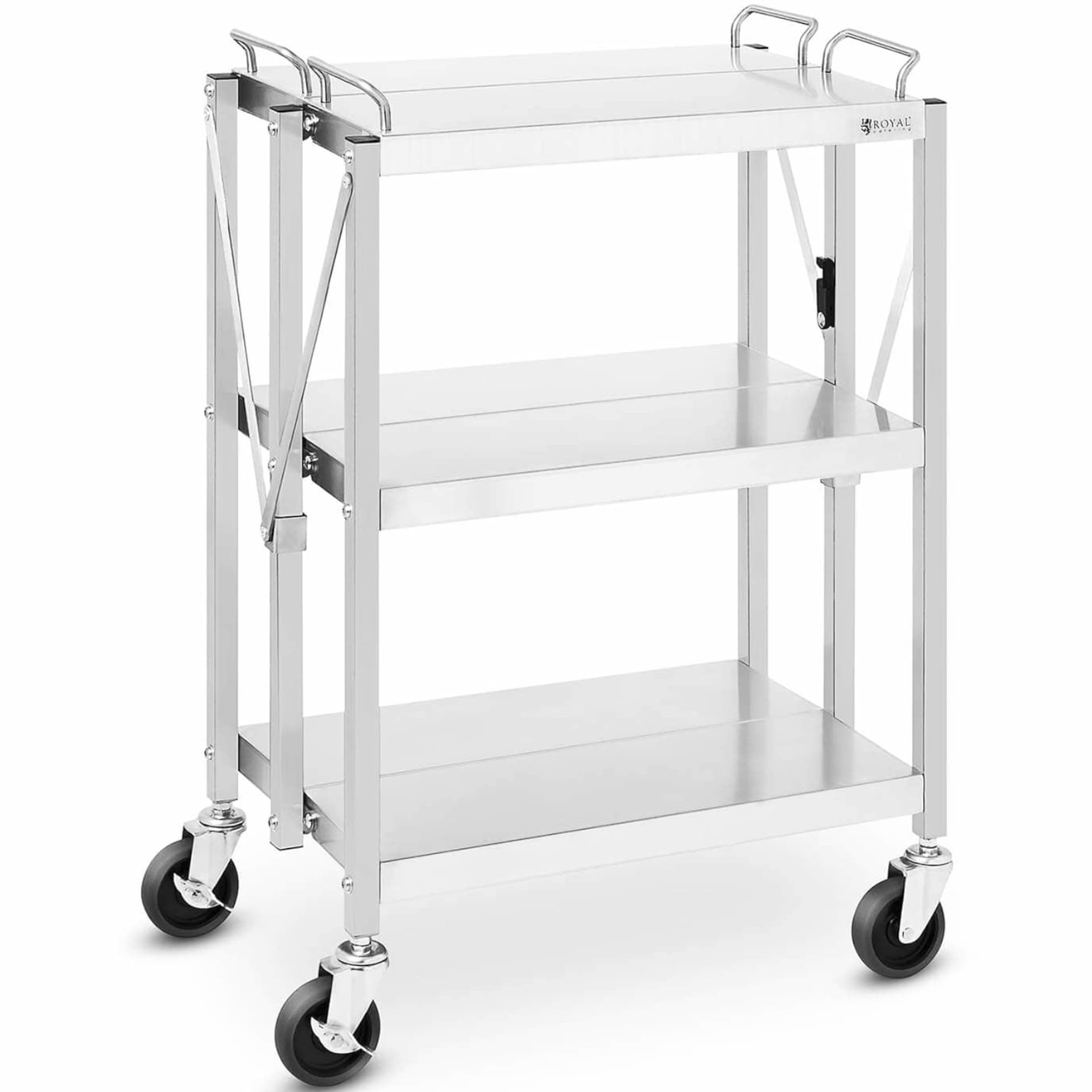 

Wózek kelnerski cateringowy składany ze stali 3 półki 400 x 580 mm do 90 Kg