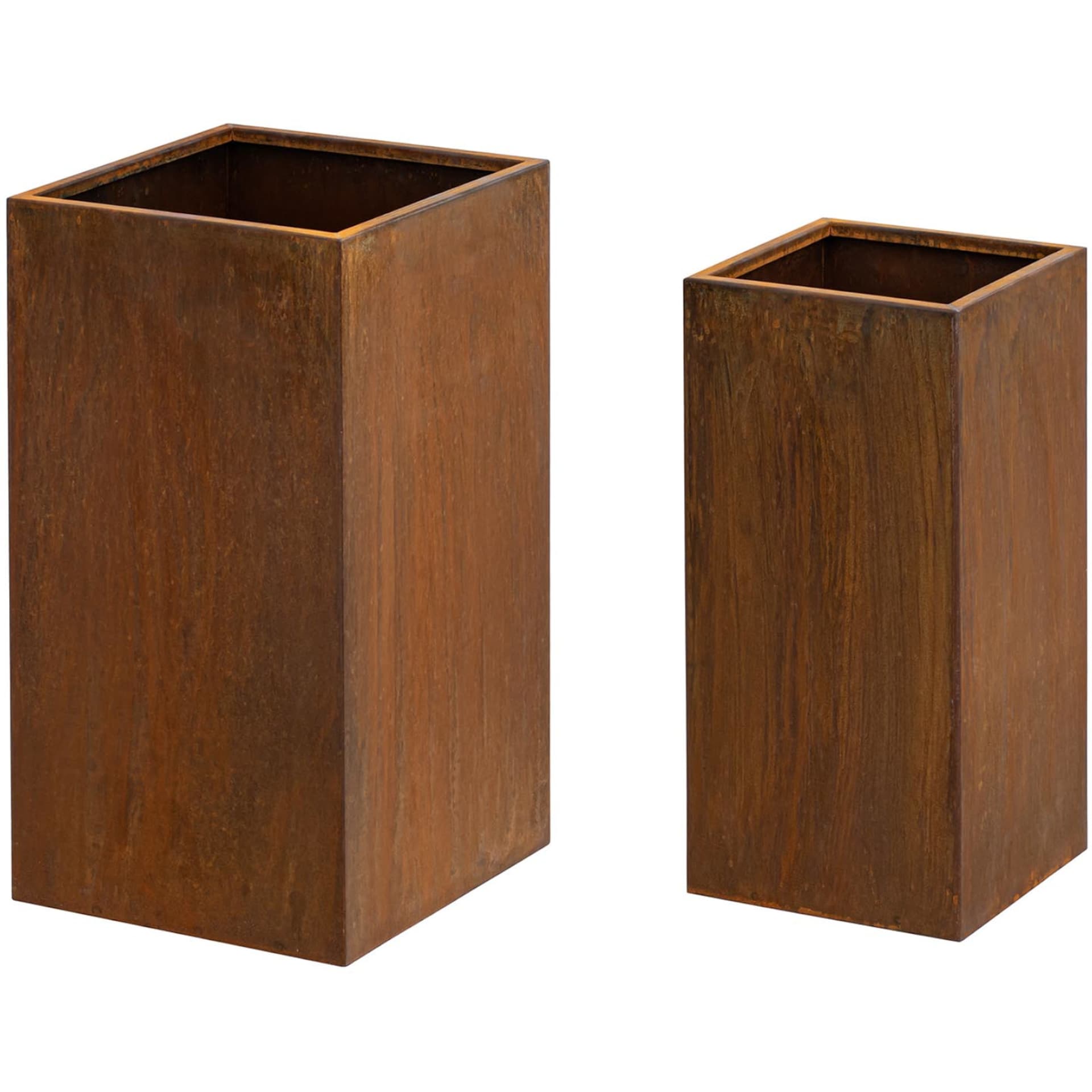 

Zestaw 2 donic kwadratowych 23x23 cm 28x28 cm - stal corten